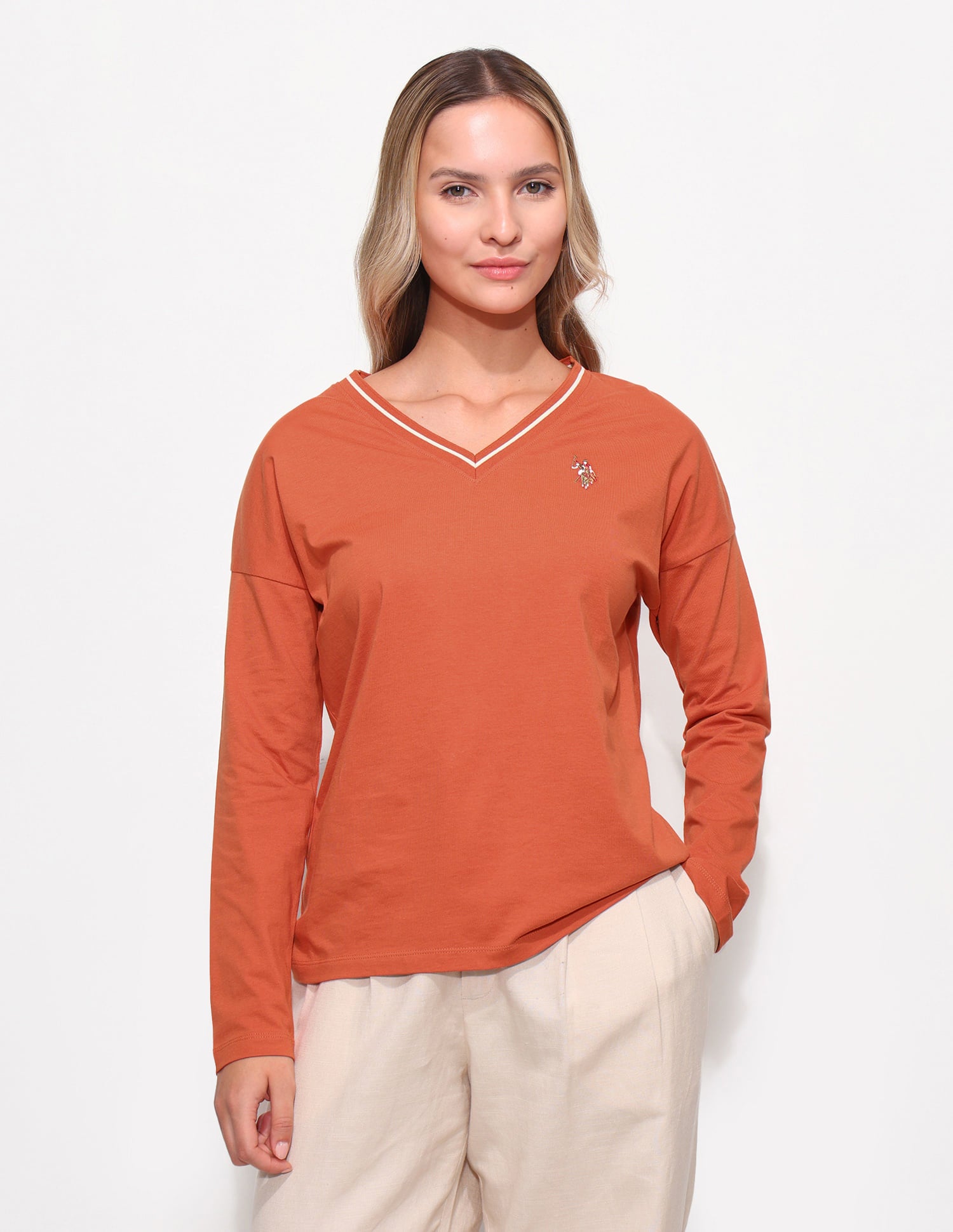 Relaxed Fit Drop Shoulder T-Shirt Dark Orange - U.S. Polo Assn. India | Large