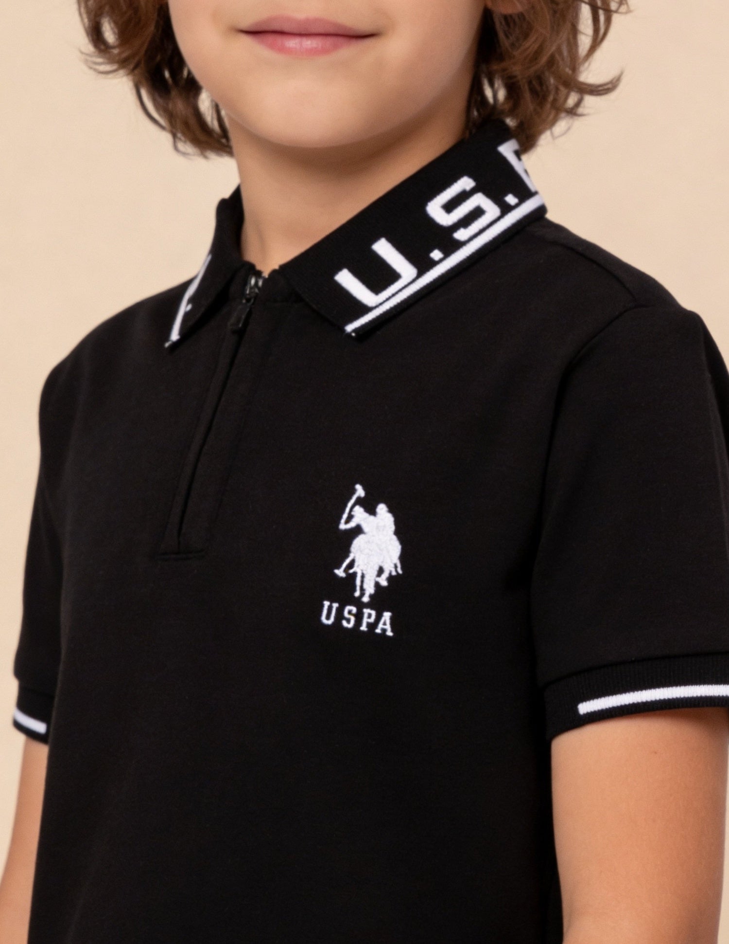 Solid Regular Fit Polo Shirt Black - U.S. Polo Assn. India | Large