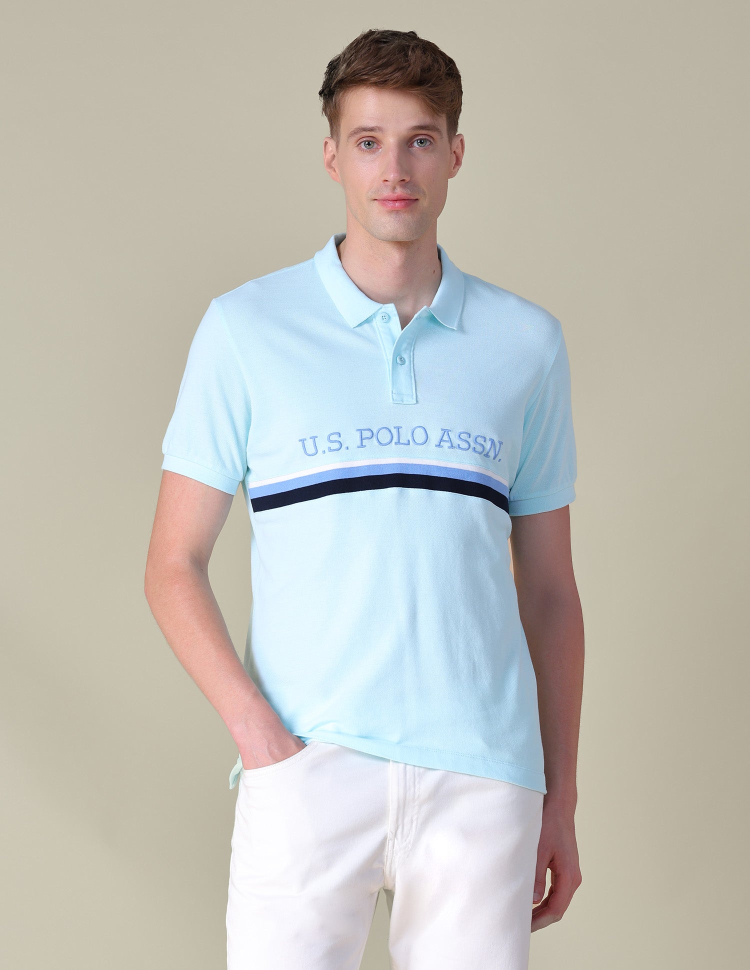 Brand Embroidered Regular Fit Polo Shirt Light Blue - U.S. POLO ASSN. | Large