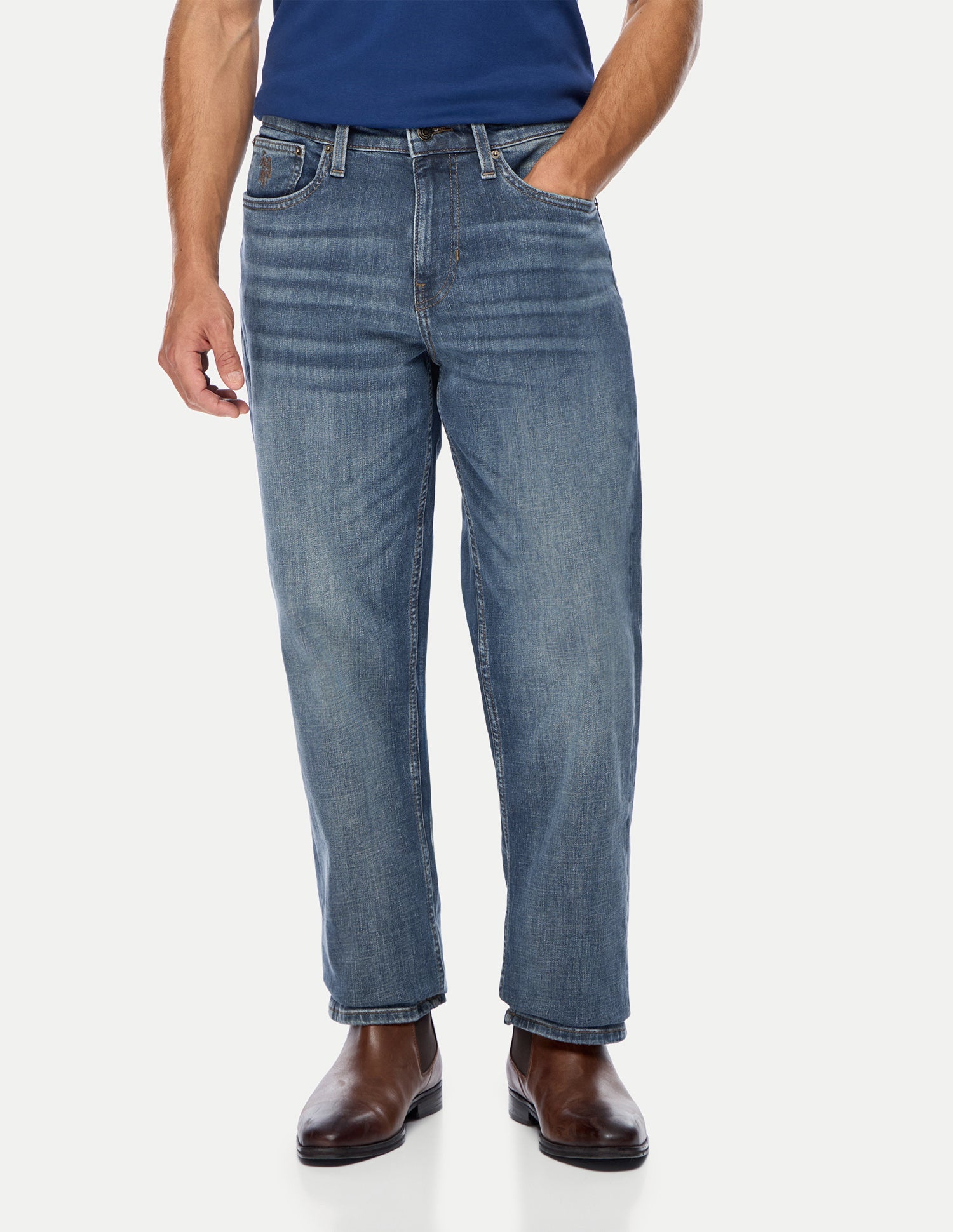 Shawn Relaxed Fit Blue Jeans Mid Blue - U.S. Polo Assn. India | Large