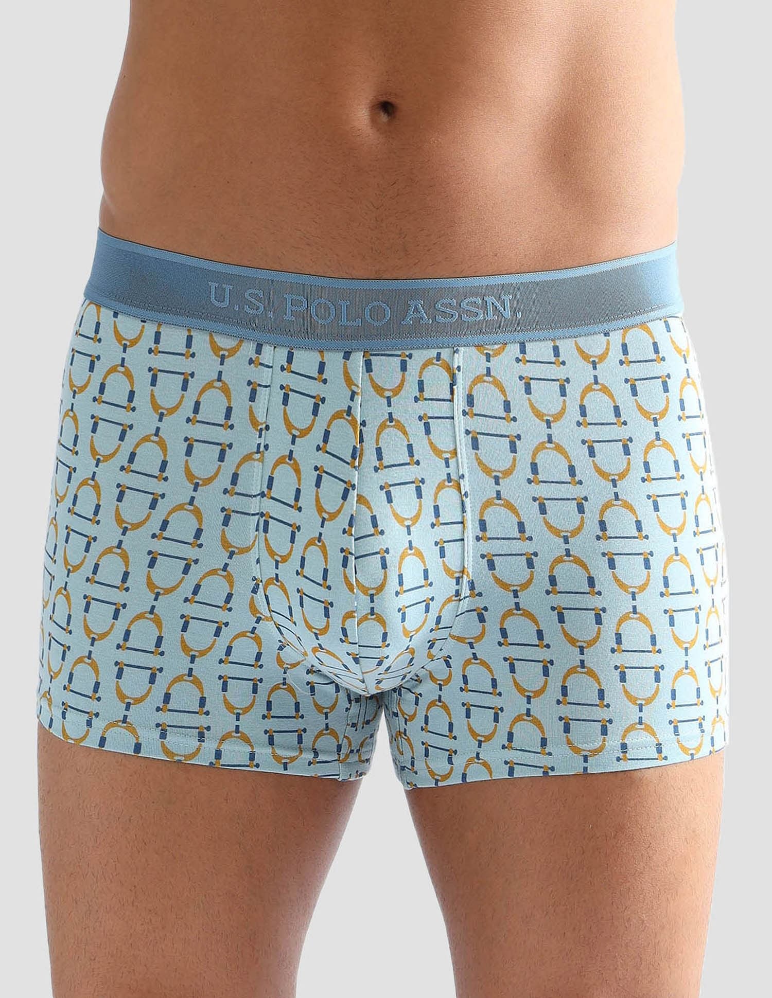 Anti Microbial Printed PT005 Trunks - Pack of 1 Blue Print - U.S. POLO ASSN. | Large