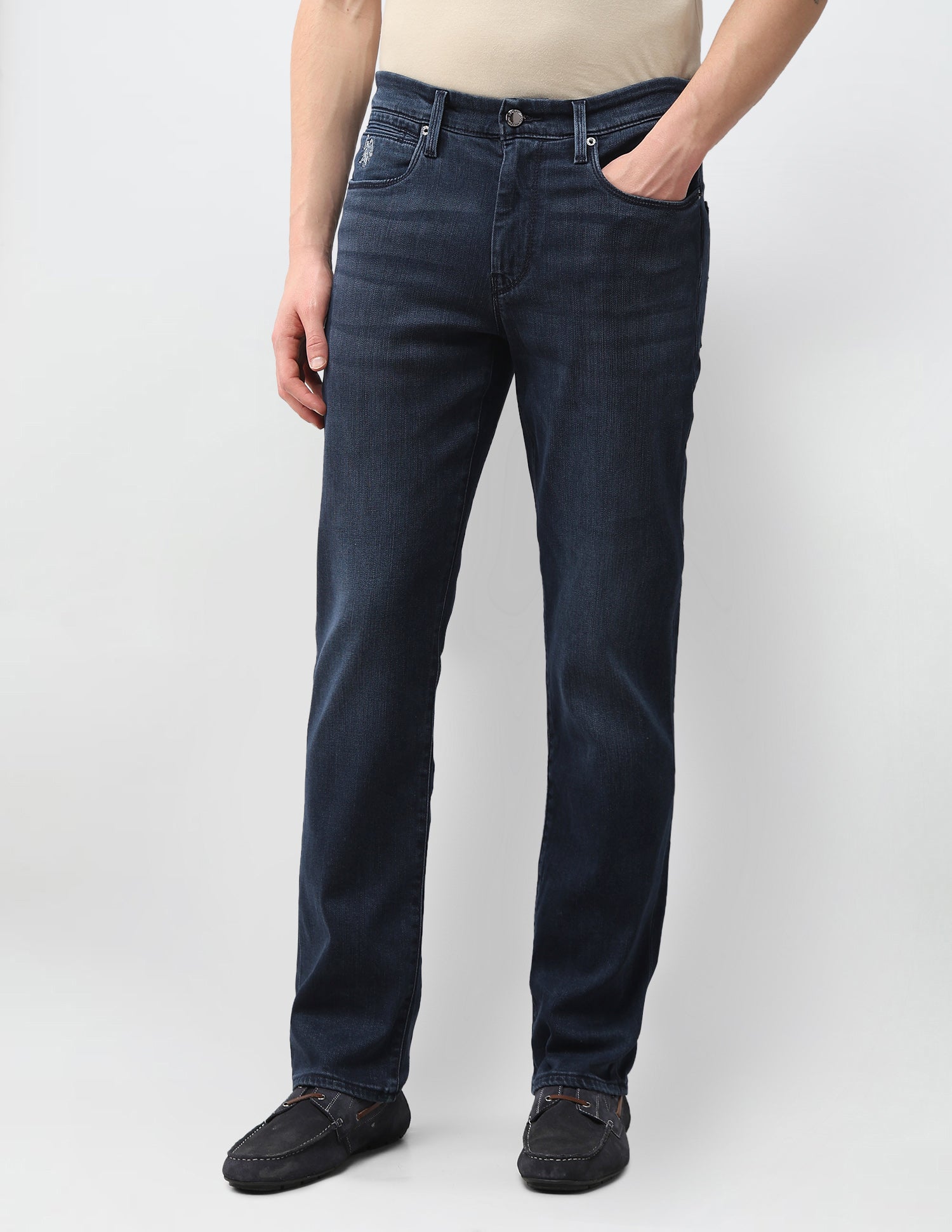 Harold Slim Straight Fit Blue Jeans Mid Blue - U.S. Polo Assn. India | Large