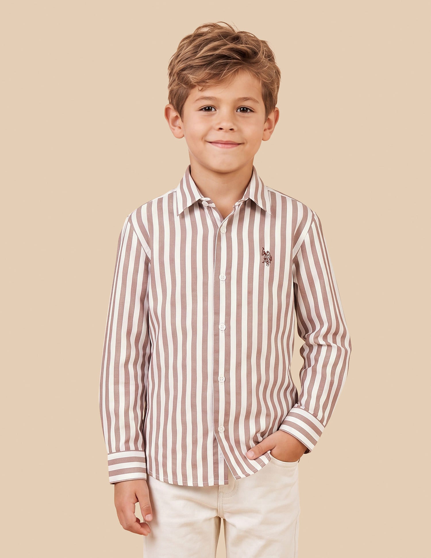 Vertical Striped Regular Fit Shirt Pink - U.S. Polo Assn. India | Large
