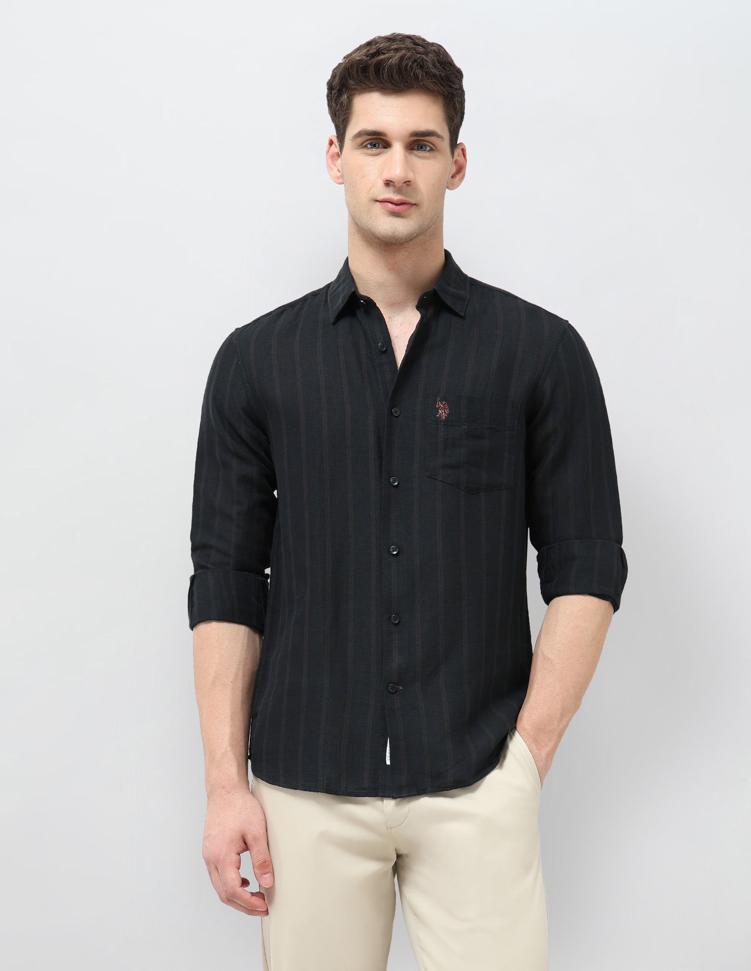 Vertical Striped Tailored Fit Shirt Black - U.S. POLO ASSN. | Large