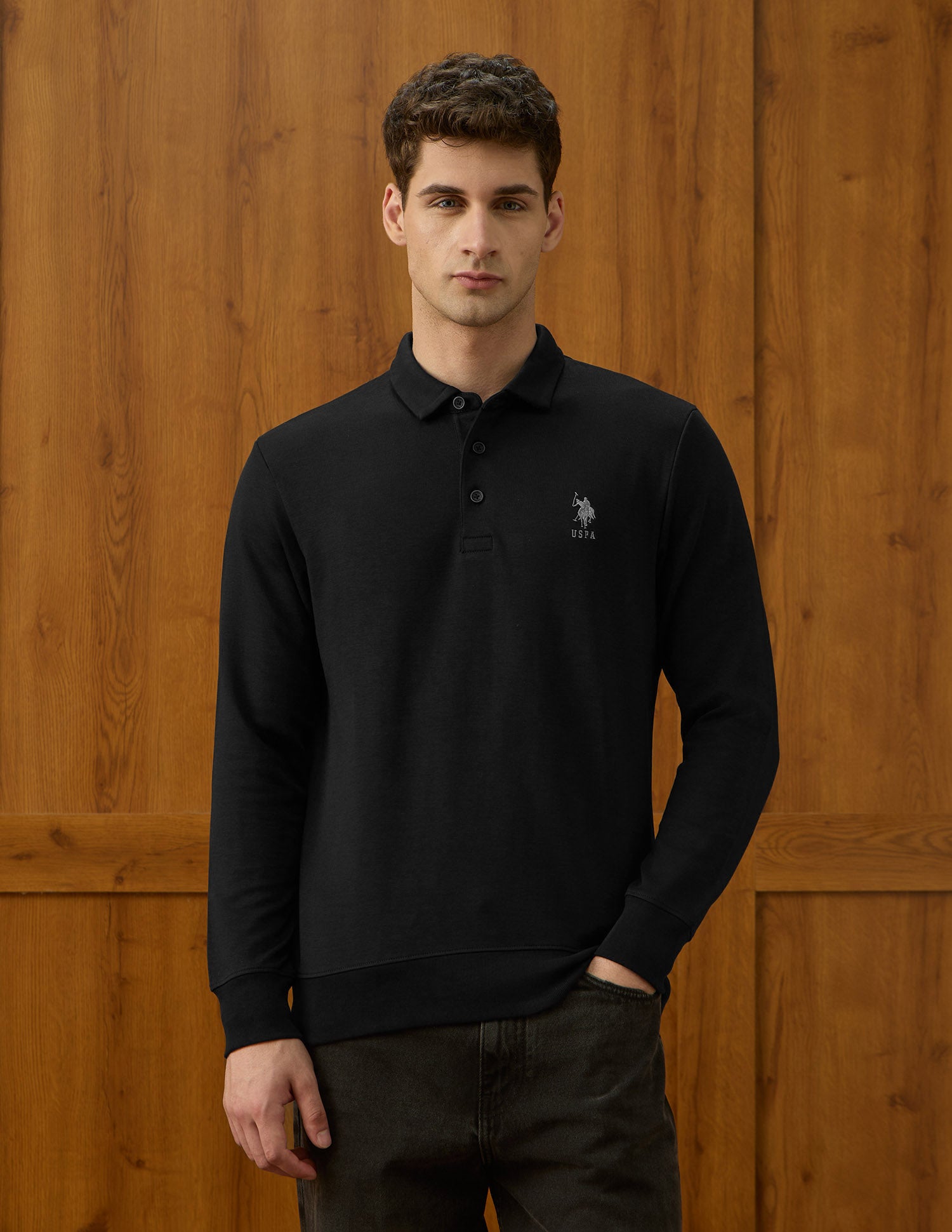 Solid Equestrian Aisle Theater Sweatshirt Black - U.S. POLO ASSN. | Large