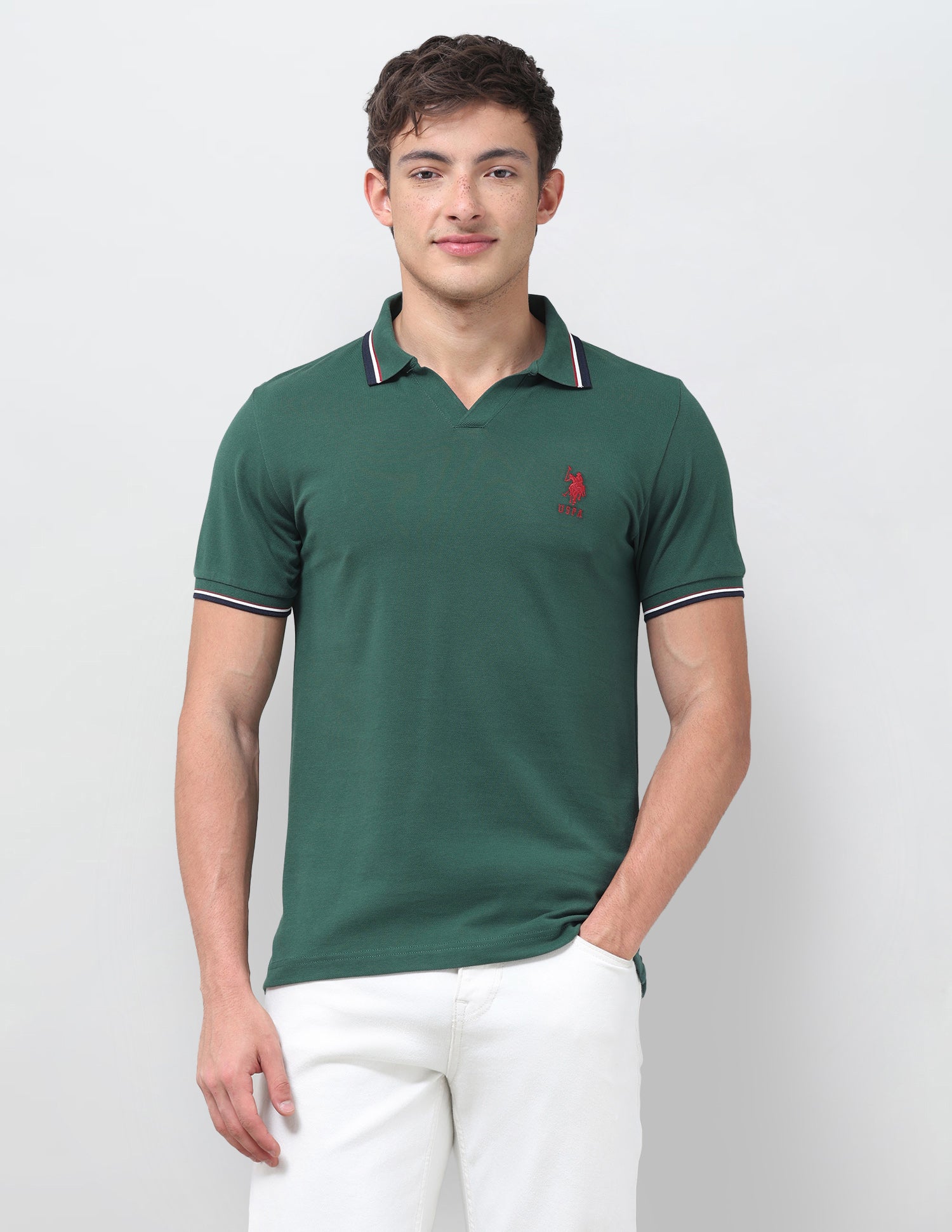 Solid Relaxed Fit Polo Shirt Dark Green - U.S. Polo Assn. India | Large