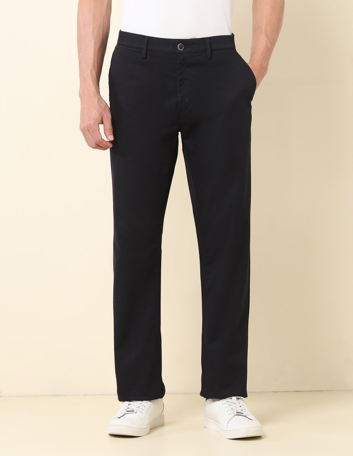 Riley Straight Fit Dobby Trousers Navy - U.S. POLO ASSN. | Large