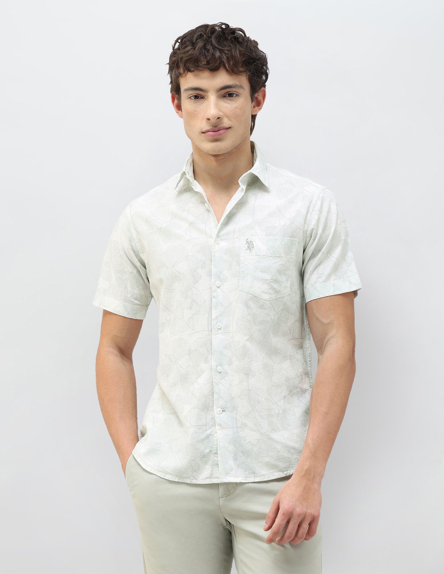 Casa De Campo All-Over Printed Shirt Light Green - U.S. Polo Assn. India | Large