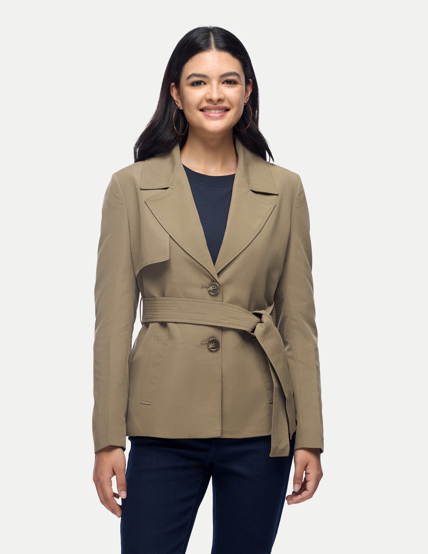Mid Thigh Twill Trench Jacket Olive - U.S. Polo Assn. India | Large