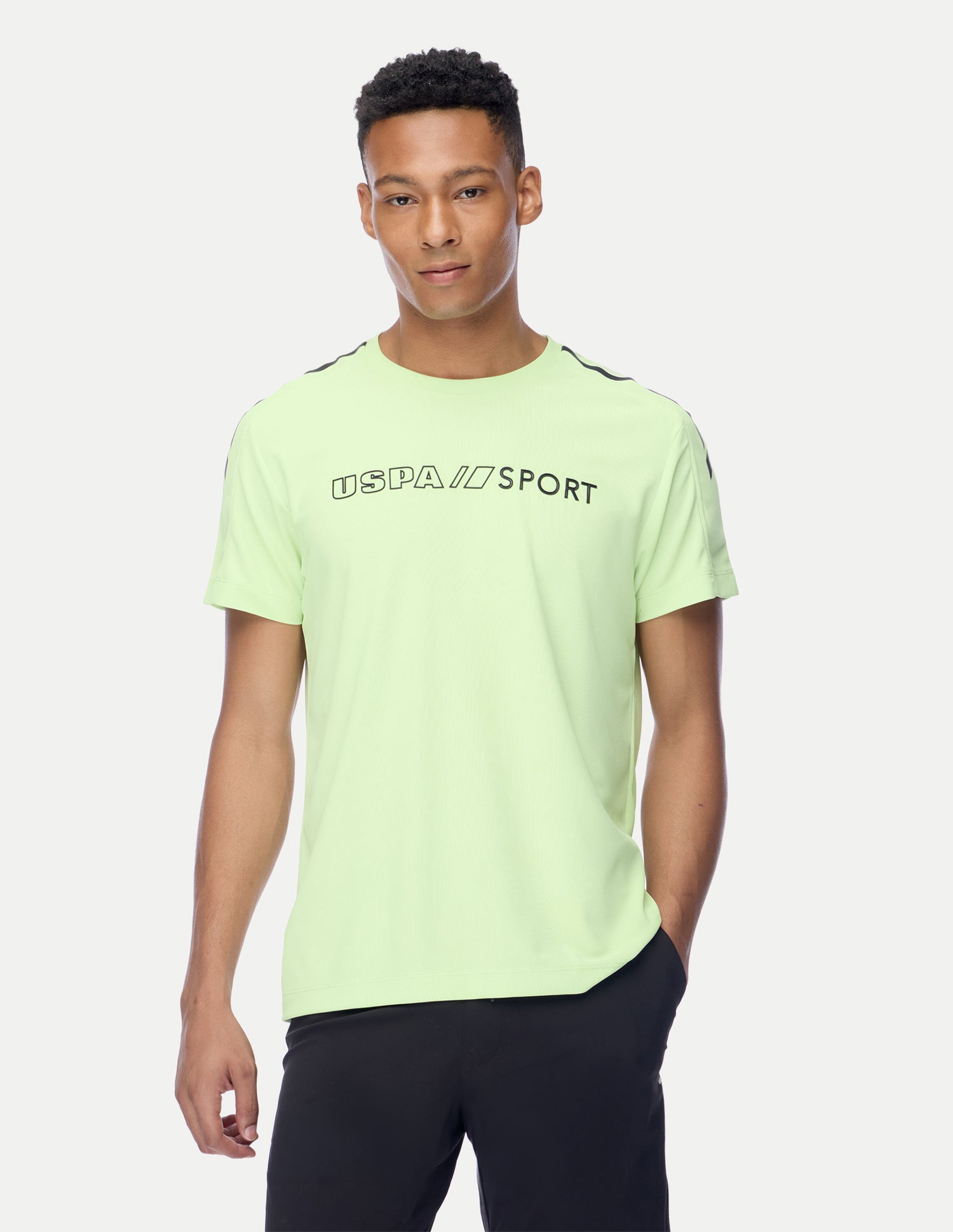 Brand Embossed Regular Fit Active T-Shirt Lime-Green - U.S. Polo Assn. India | Large