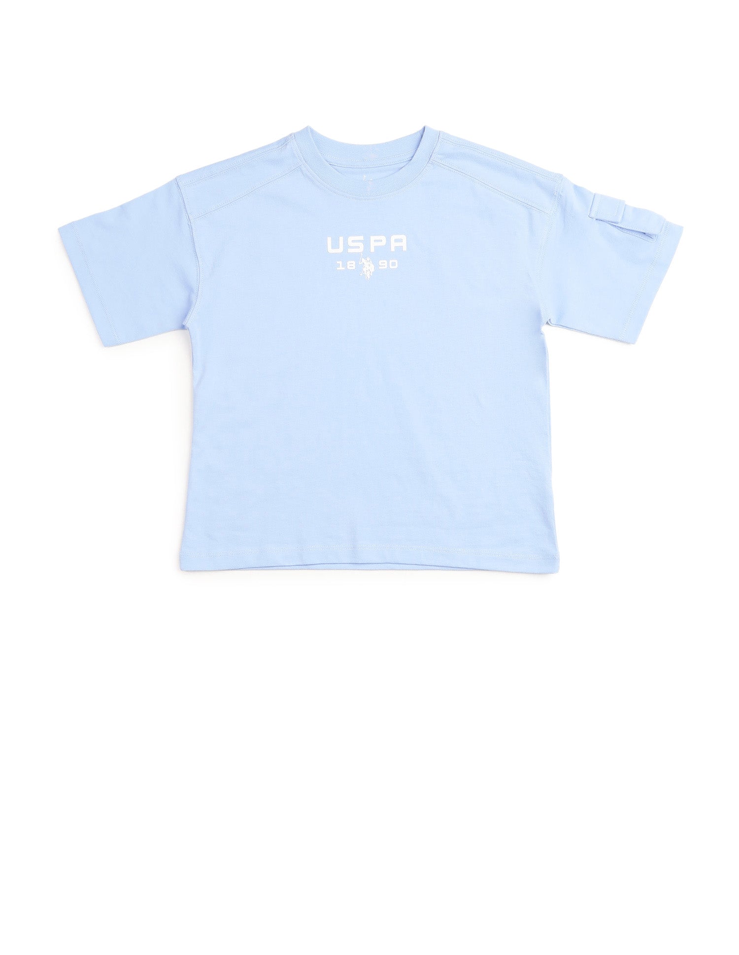 Boys Regular Fit Solid T-Shirt Light Blue - U.S. POLO ASSN. | Large