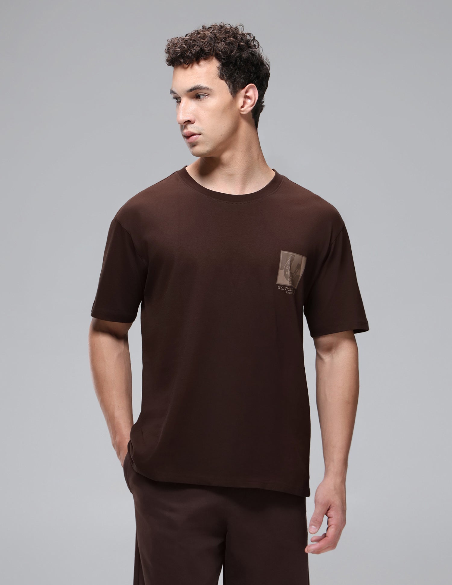 Breathable Regular Comfort Fit OEE15 Lounge T-Shirt Java - U.S. Polo Assn. India | Large