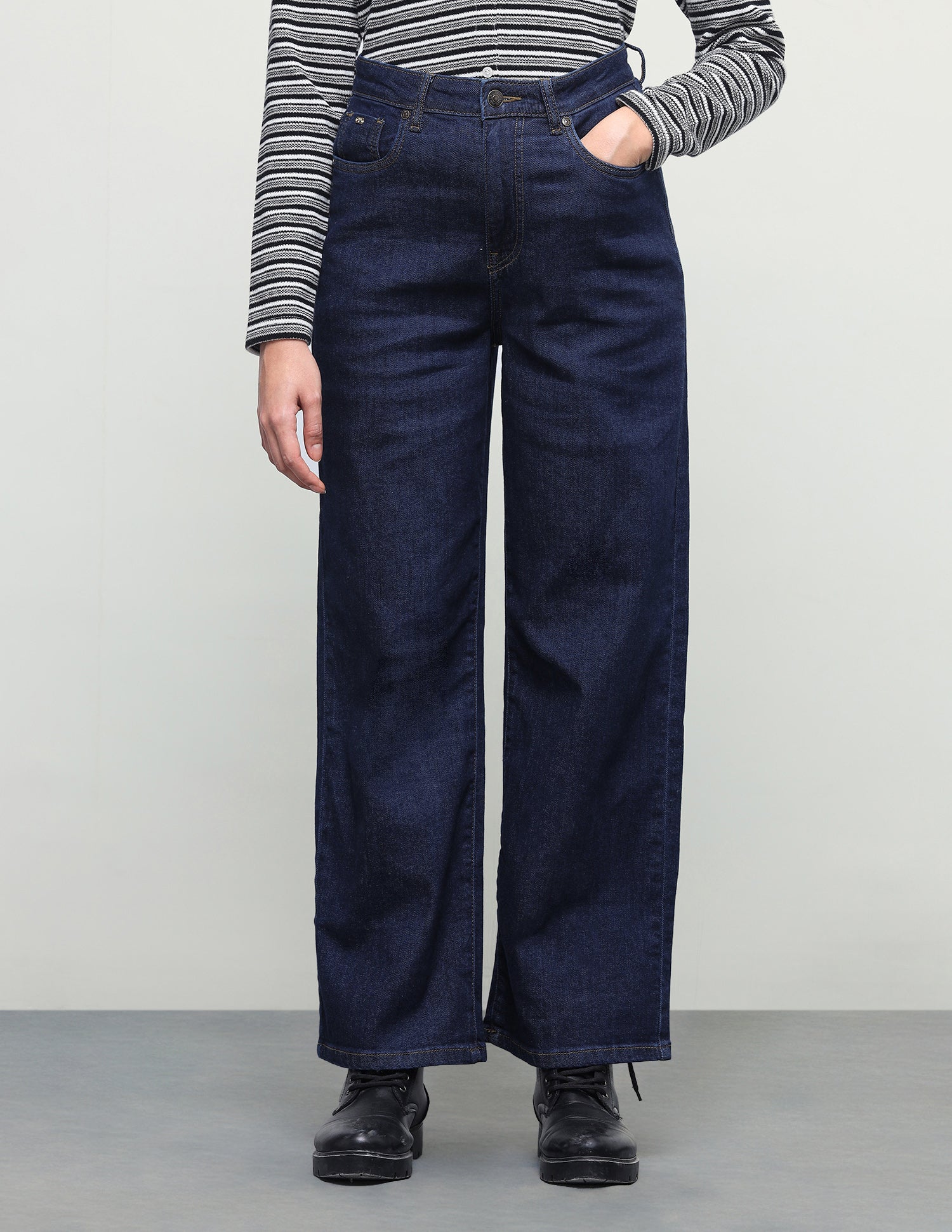 Wide Leg Fit Blue Jeans Dark Blue - U.S. Polo Assn. India | Large