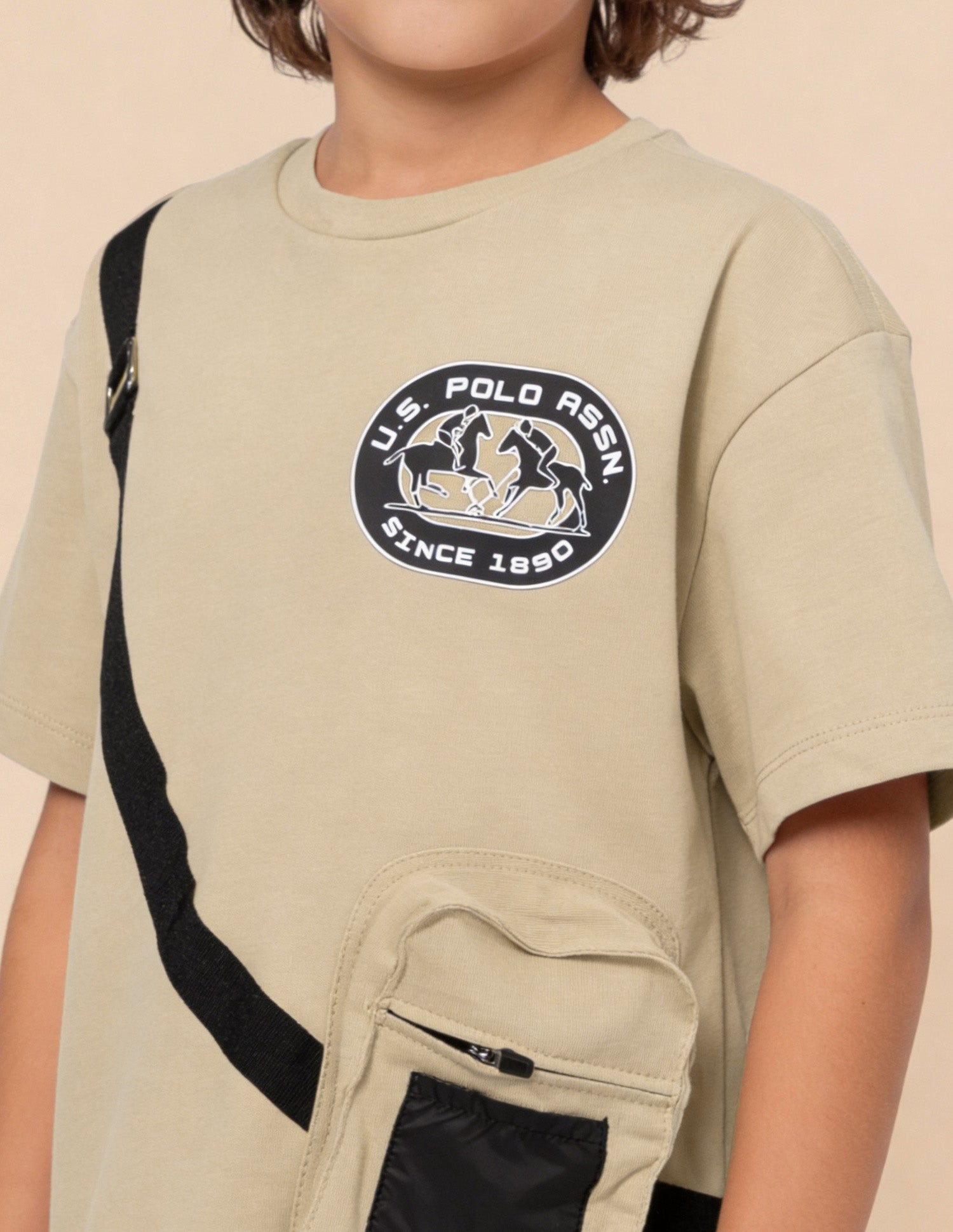 Solid Oversized Fit T-Shirt Beige - U.S. Polo Assn. India | Large