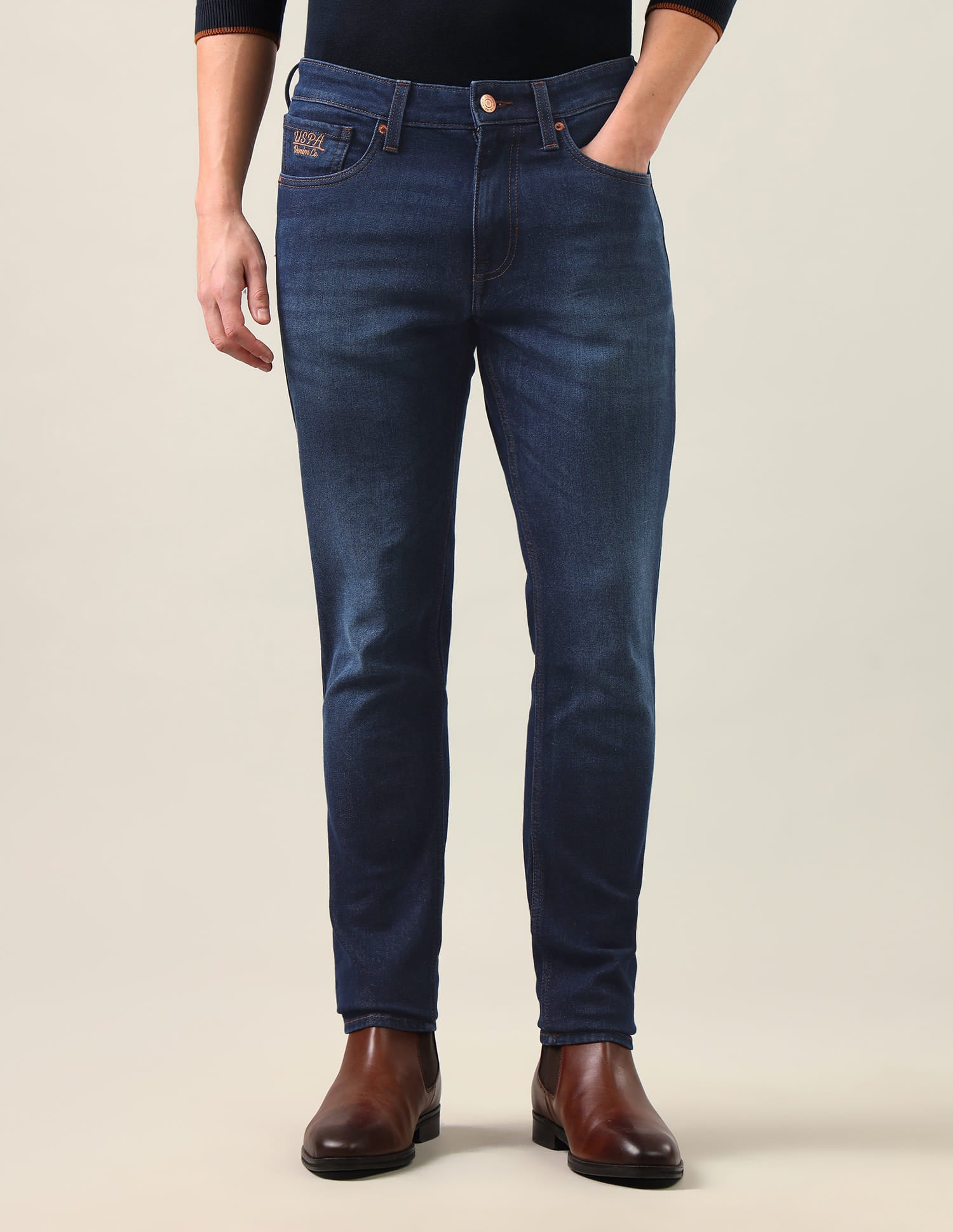 Brandon Slim-Tapered Fit Blue Jeans Blue - U.S. Polo Assn. India | Large