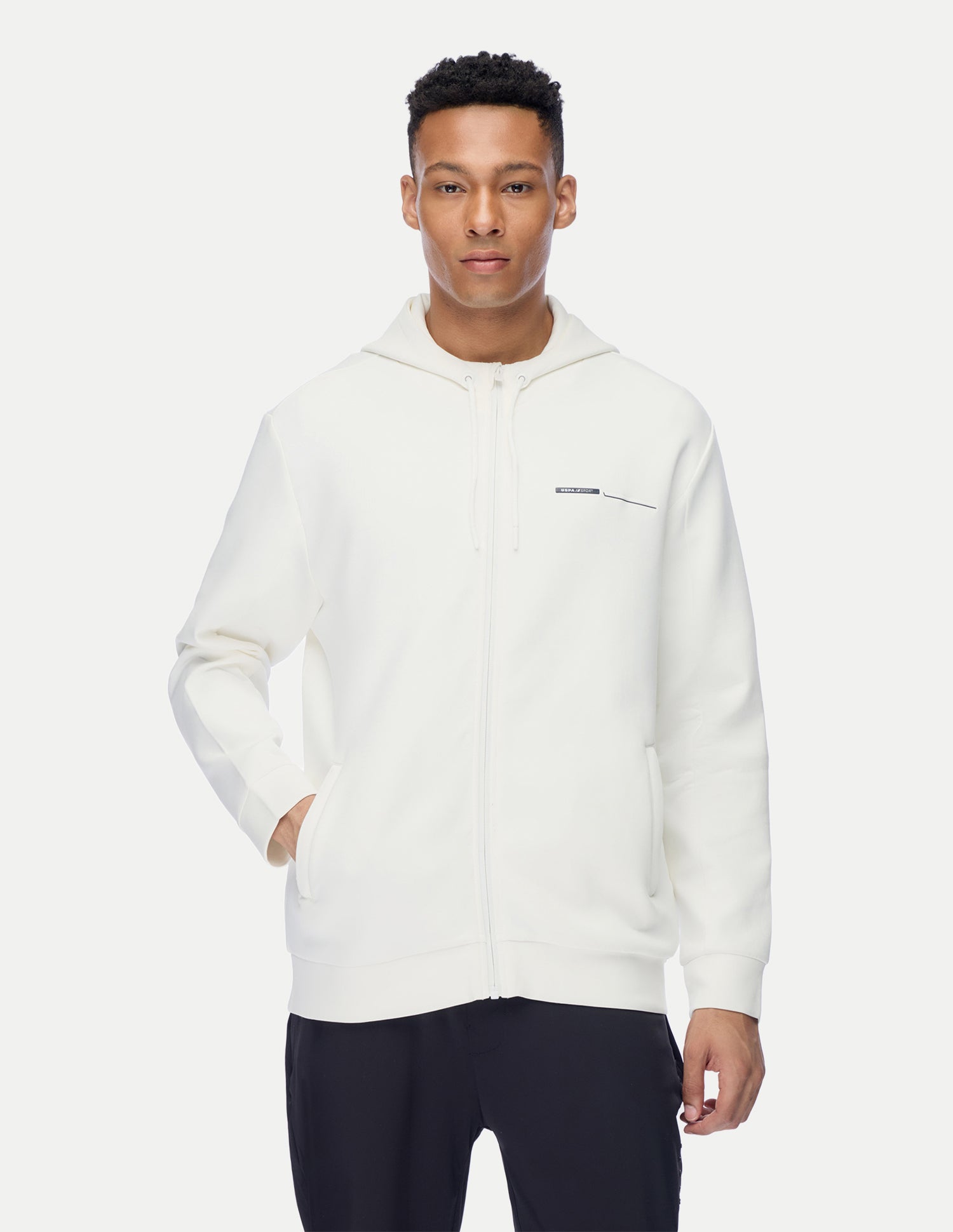 Solid Active Zipper Sweatshirt White - U.S. Polo Assn. India | Large