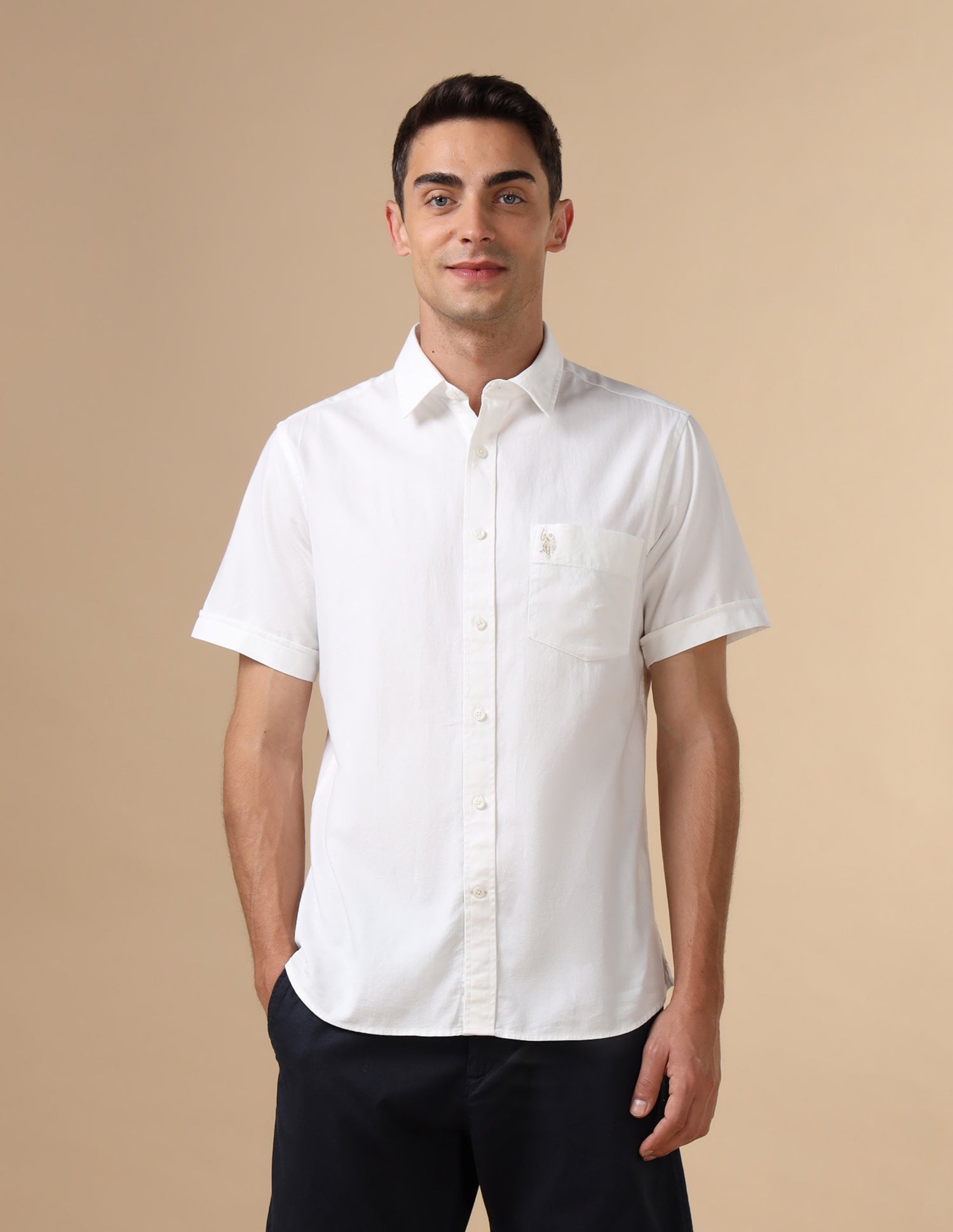 Dobby Pure Cotton Shirt White - U.S. POLO ASSN. | Large