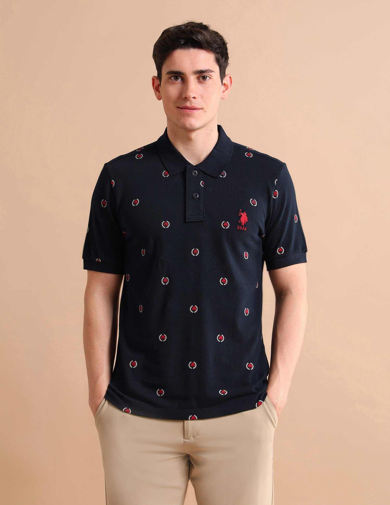 Heritage Print Polo Shirt Navy - U.S. POLO ASSN. | Large