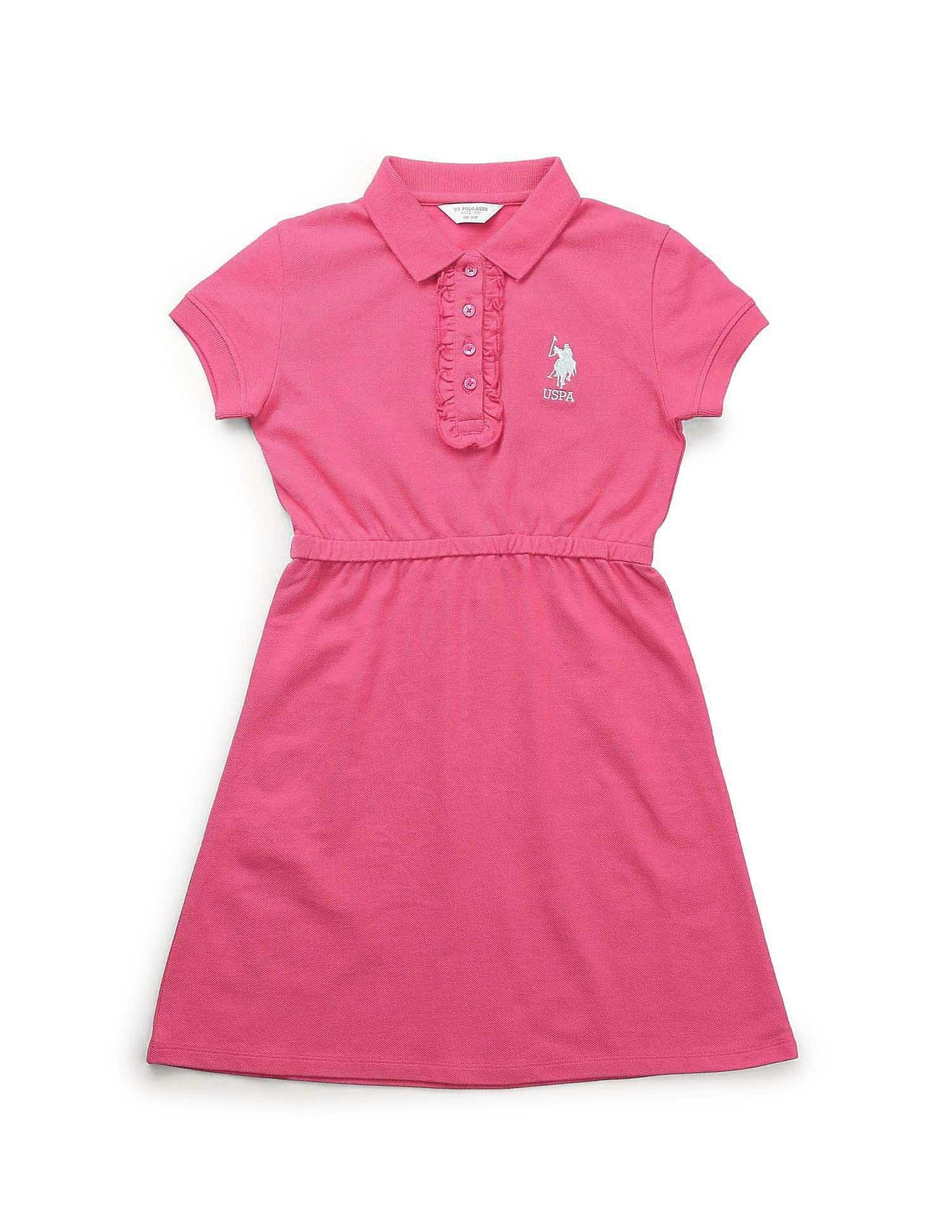 Girls Cinched Waist Polo Dress Dark Pink - U.S. POLO ASSN. | Large