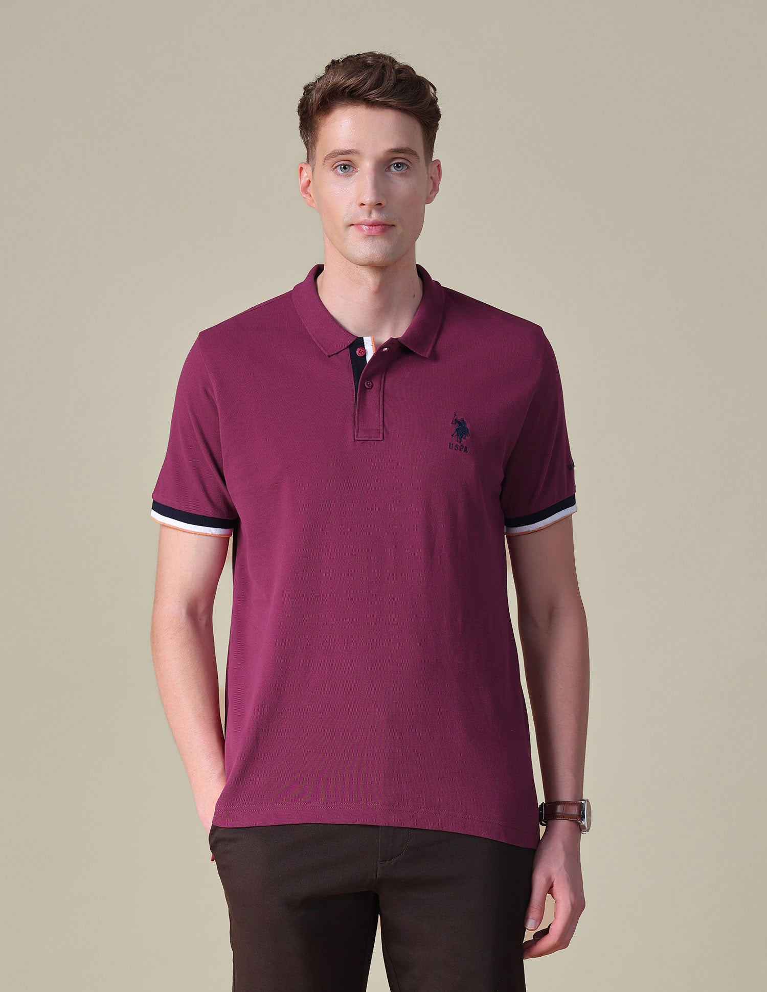 Solid Regular Fit Polo Shirt Wine - U.S. POLO ASSN. | Large