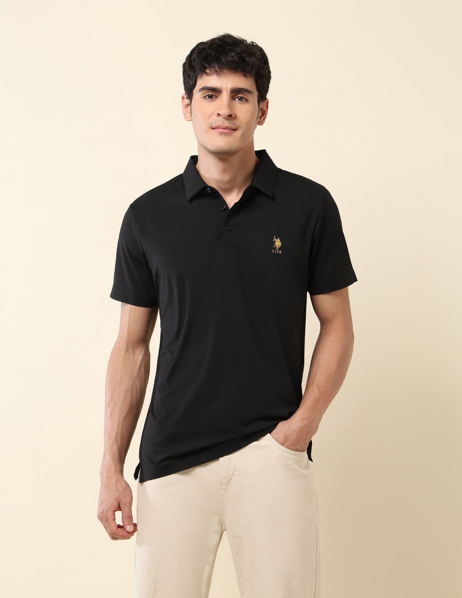 Slim Fit Gentlemans Club Polo Shirt Black - U.S. Polo Assn. India | Large