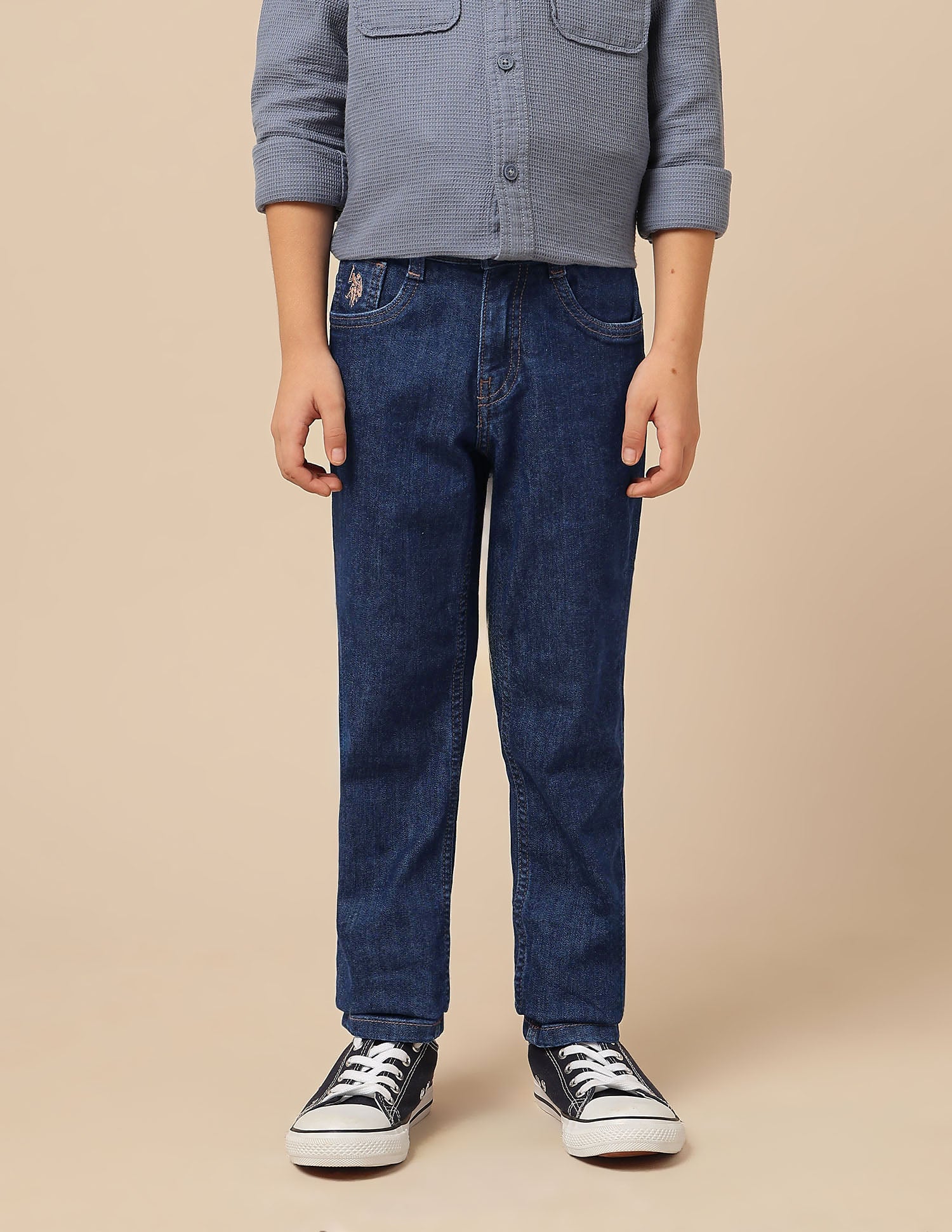 Boys Slim Fit Mid Rise Jeans Dark Blue - U.S. POLO ASSN. | Large