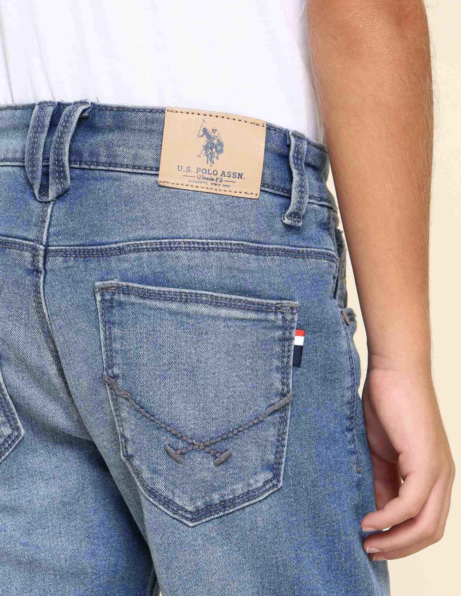 Boys Relaxed Fit Blue Jeans Light Blue - U.S. POLO ASSN. | Large