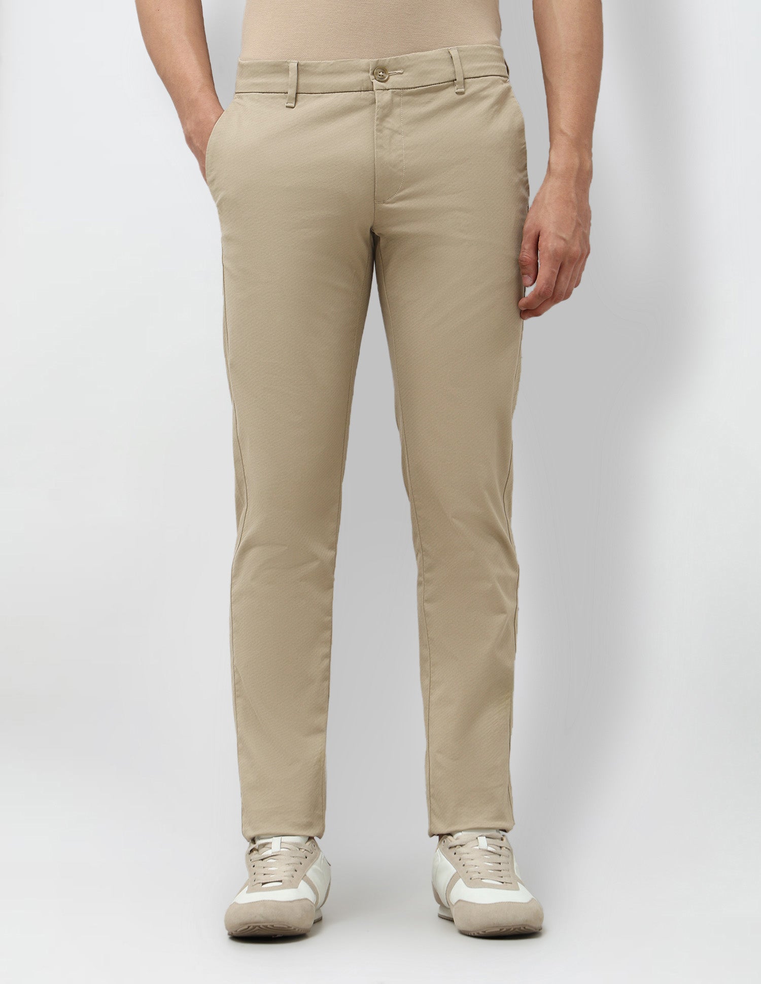 Textured Satin Trousers Beige - U.S. POLO ASSN. | Large