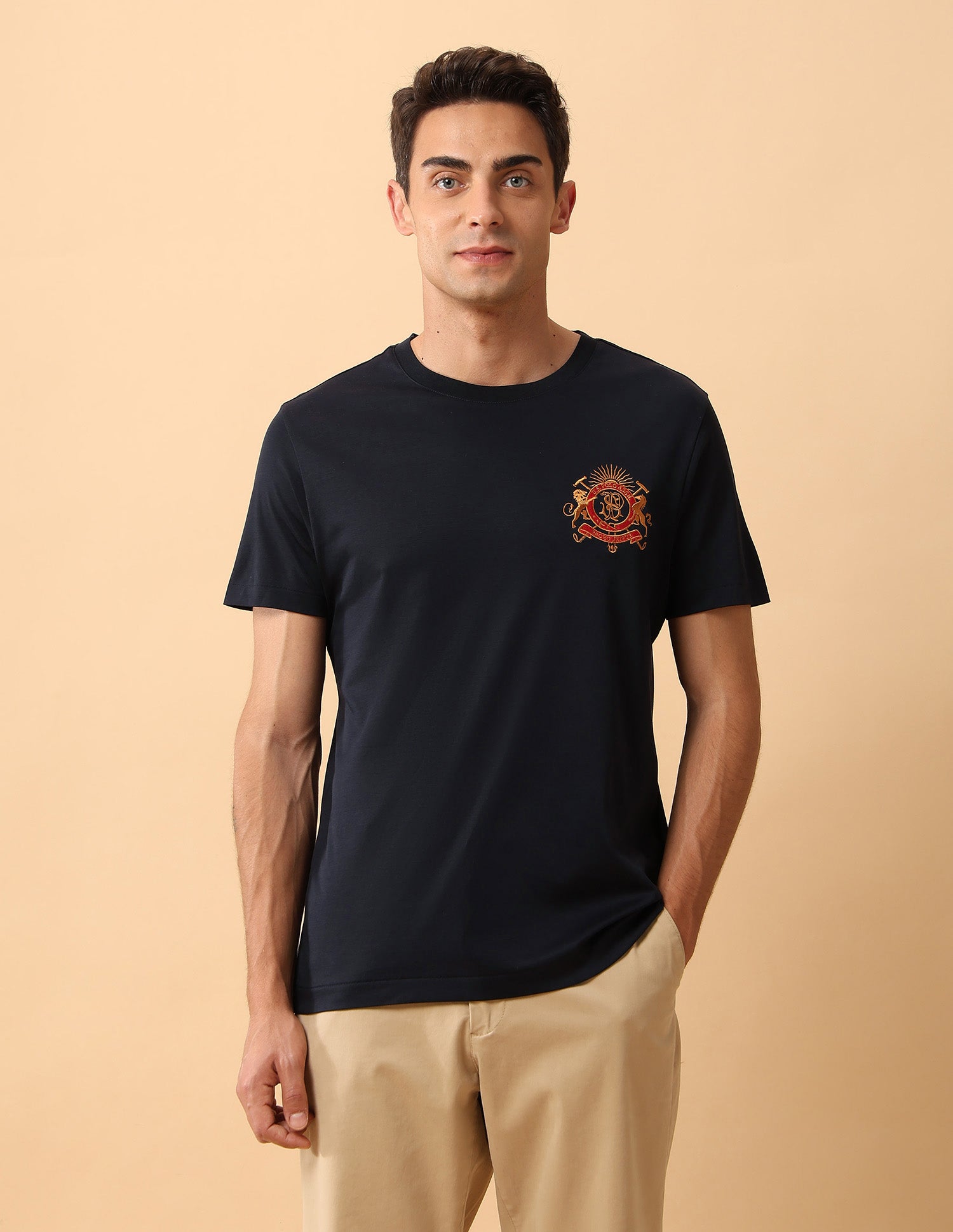 Pacho X Slim Fit Pure Cotton T-Shirt Navy - U.S. Polo Assn. India | Large
