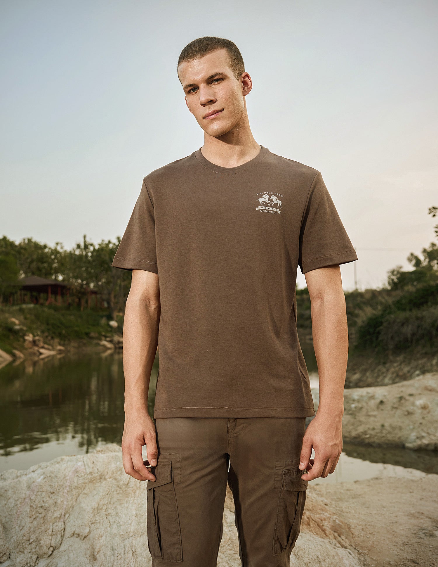 Relaxed Fit Pure Cotton T-Shirt Brown - U.S. Polo Assn. India | Large