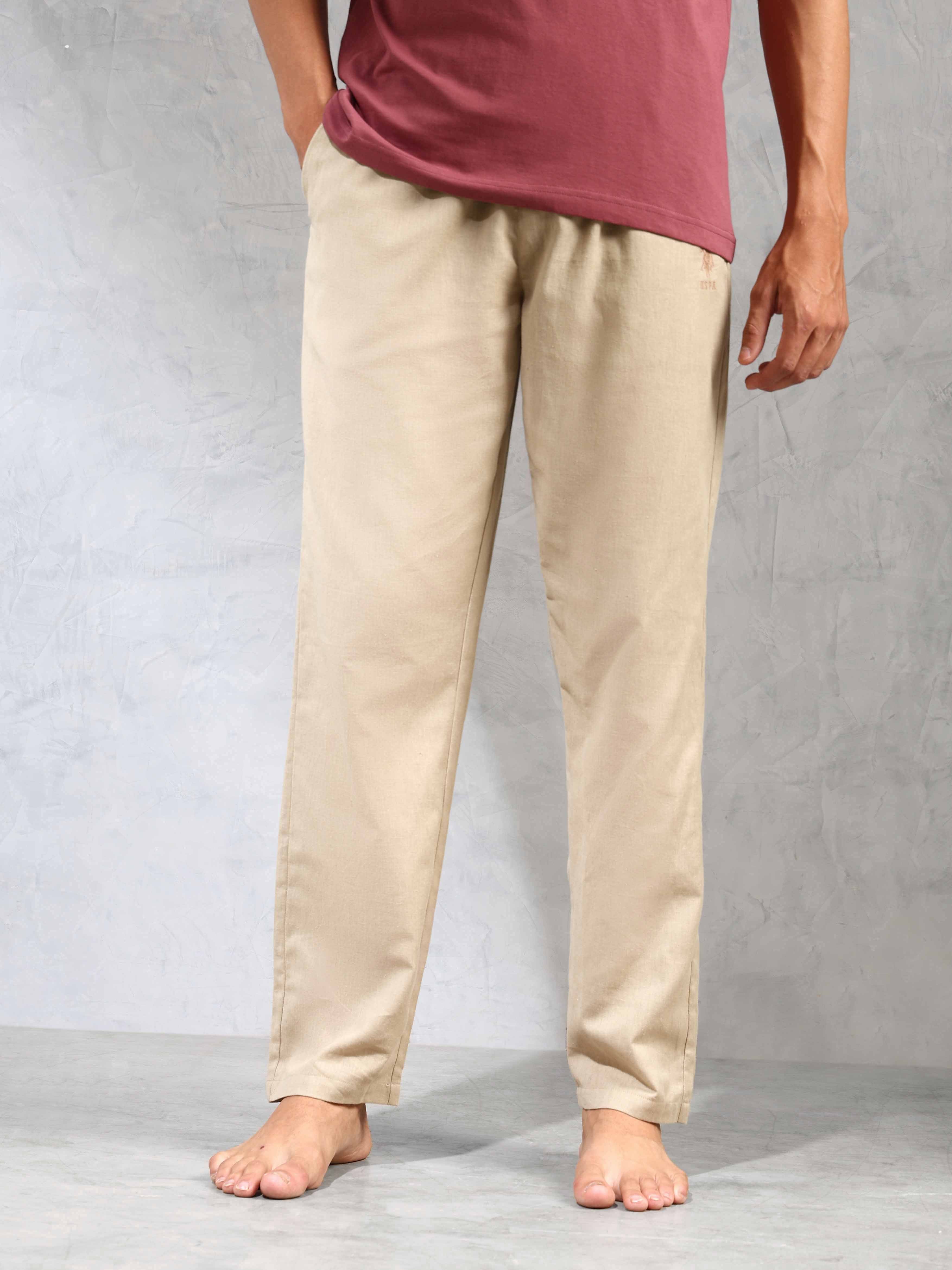 Relaxed Fit Cotton Linen OELP8 Lounge Pants - Pack Of 1 Light Taupe - U.S. POLO ASSN. | Large