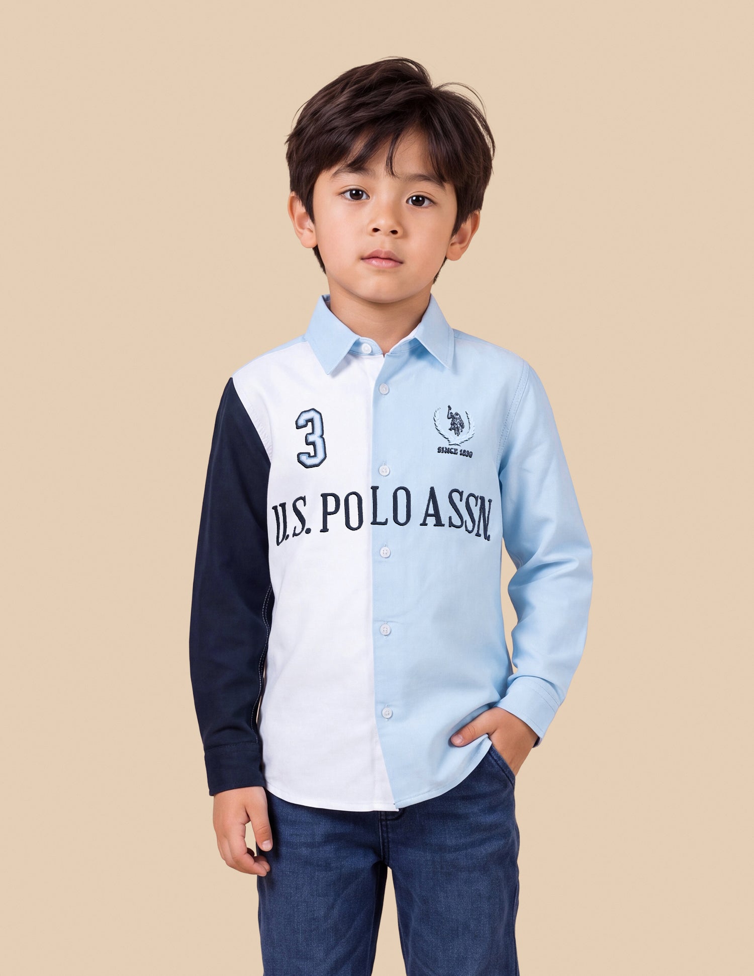 Brand Embroidered Oxford Shirt Light Blue - U.S. Polo Assn. India | Large