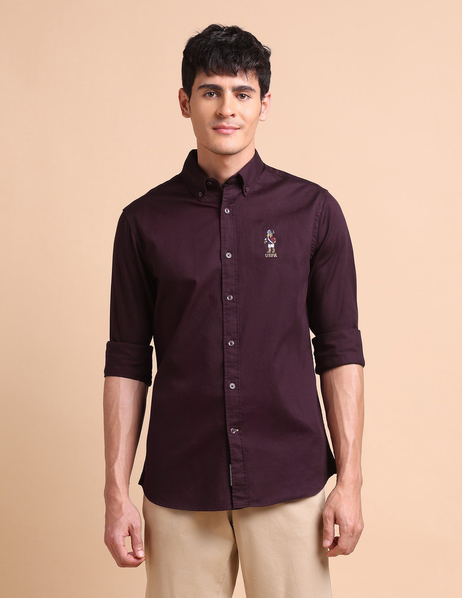 Tailored Fit Button Down Shirt Brown - U.S. POLO ASSN. | Large