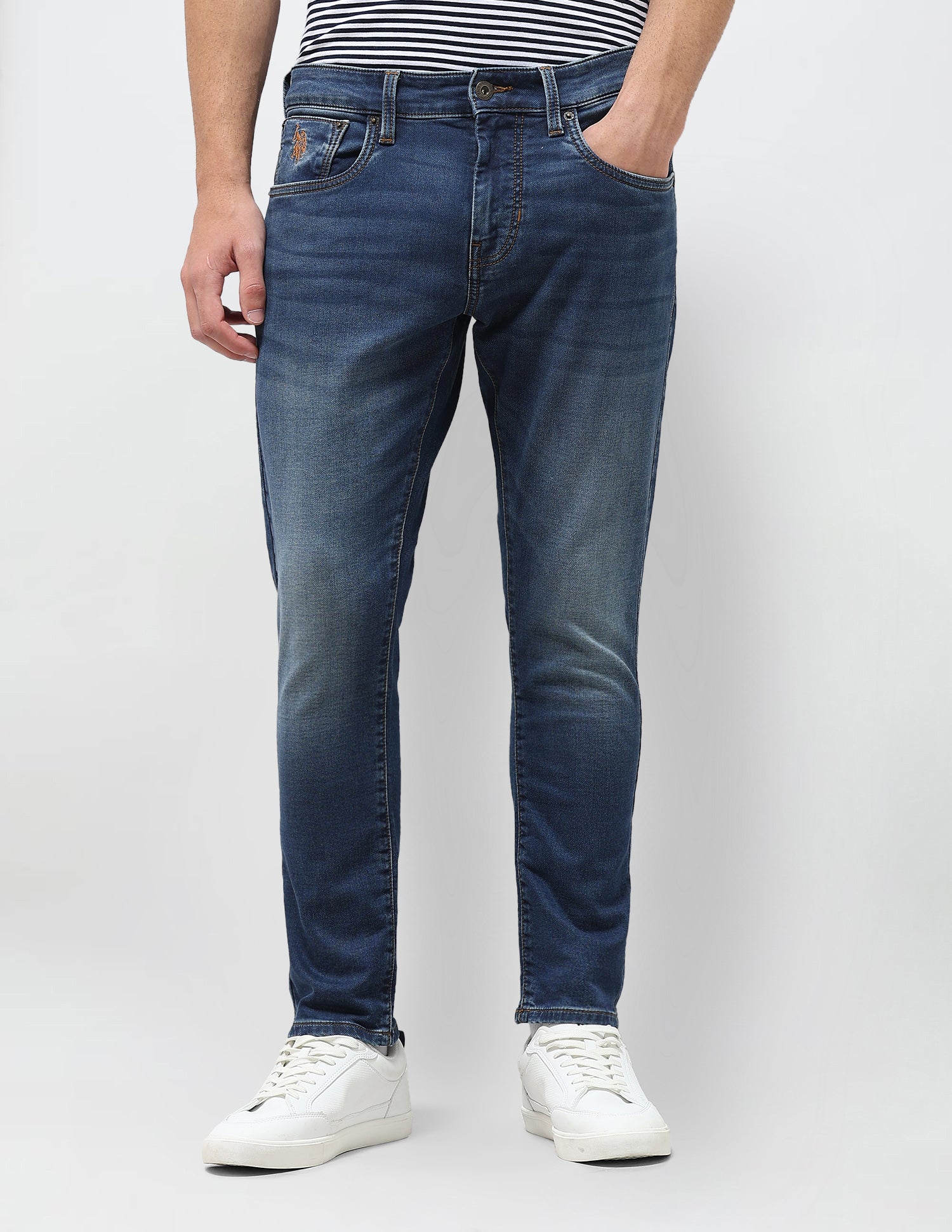 Henry Tapered Fit Blue Jeans Mid Blue - U.S. Polo Assn. India | Large