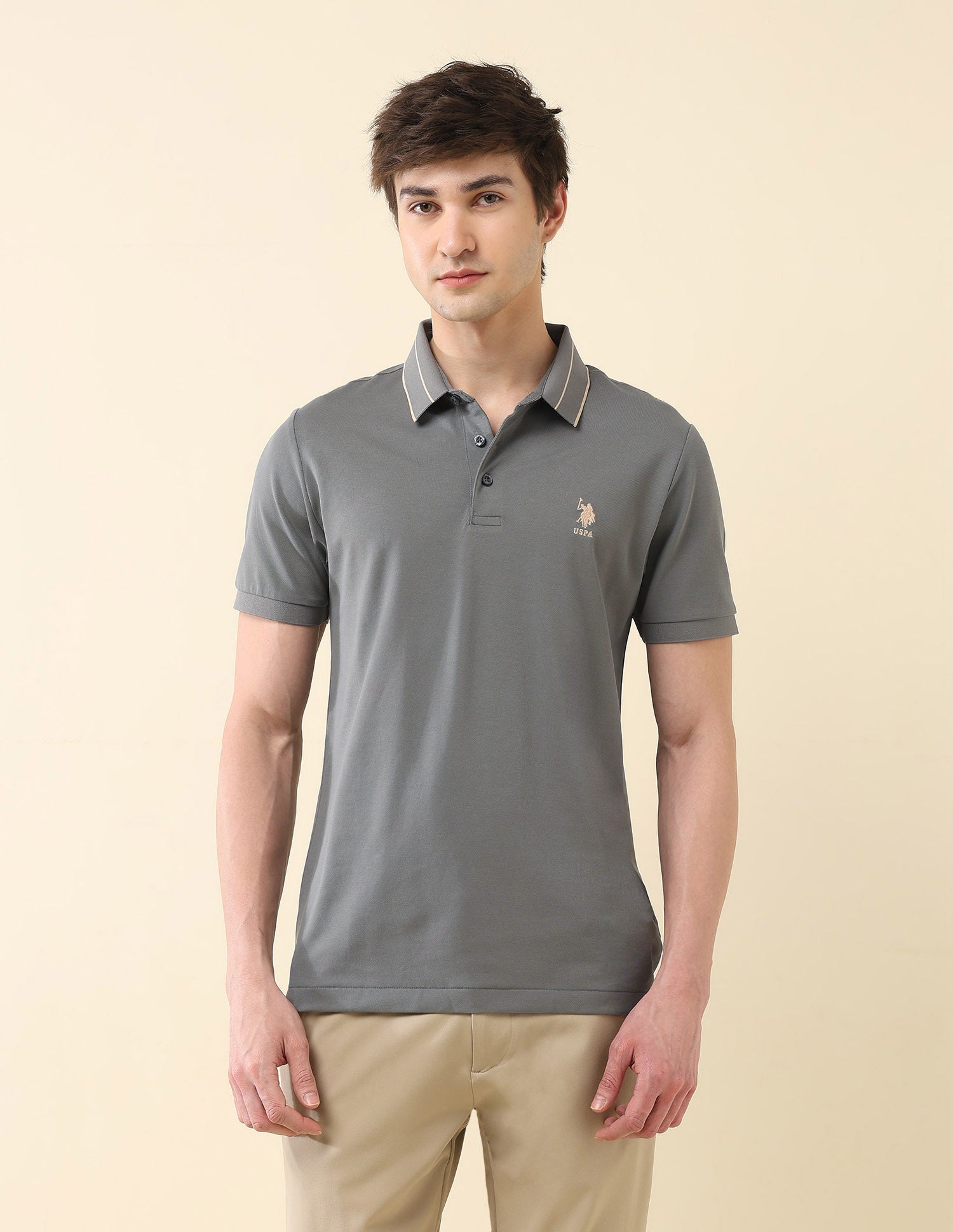 Solid Slim Fit Gentlemans Club Polo Shirt Light Green - U.S. Polo Assn. India | Large