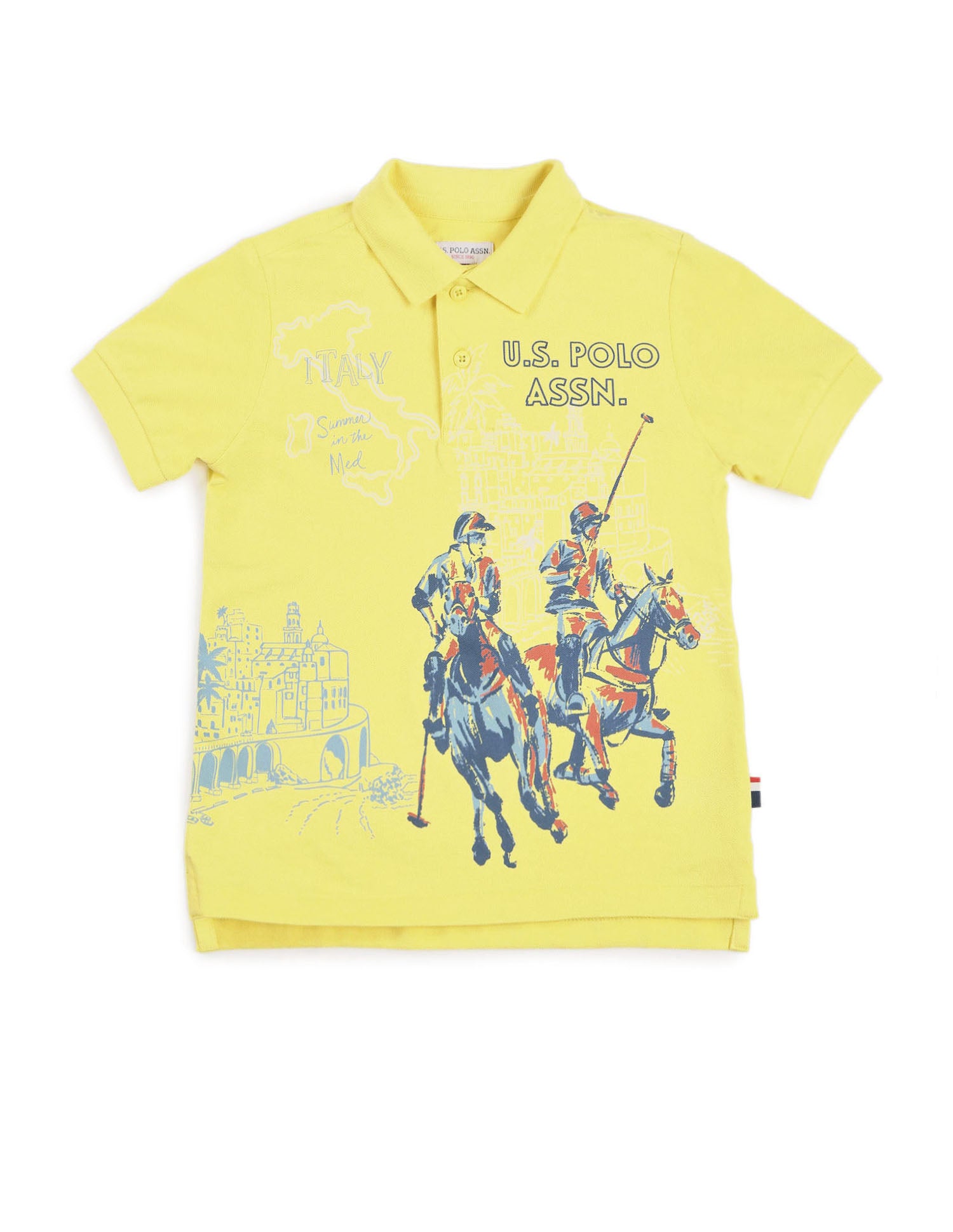 Boys Regular Fit Graphic Printed Polo Shirt Light Yellow - U.S. POLO ASSN. | Large