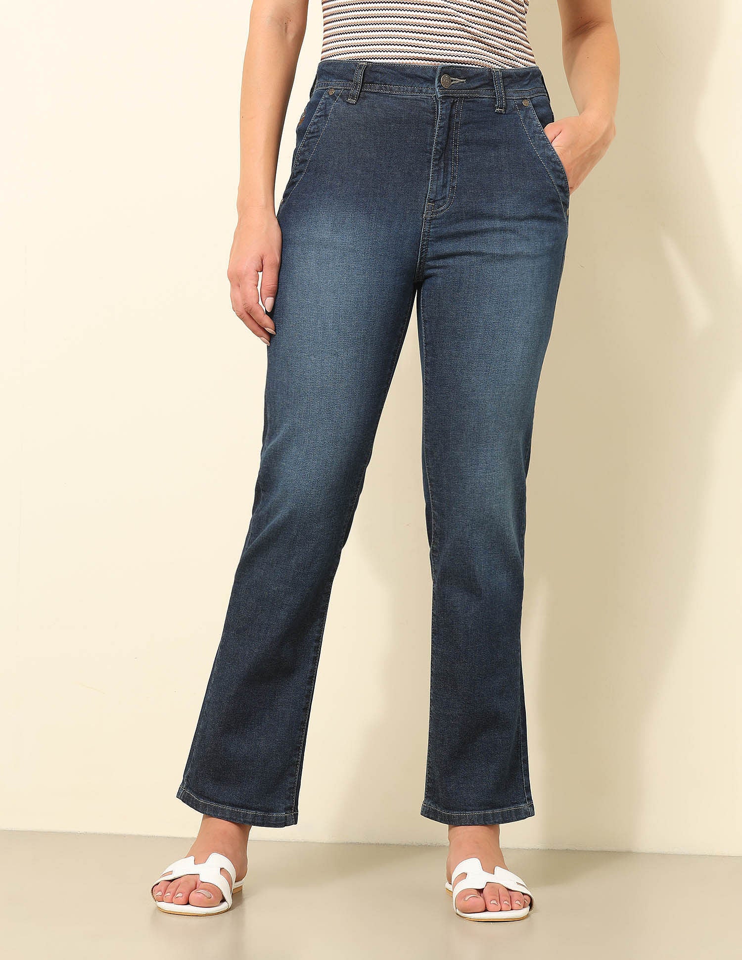 High Rise Straight Fit Jeans Dark Blue - U.S. POLO ASSN. | Large