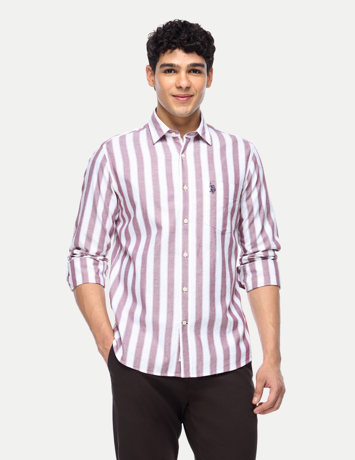 Vertical Striped Regular Shirt Red - U.S. Polo Assn. India | Large