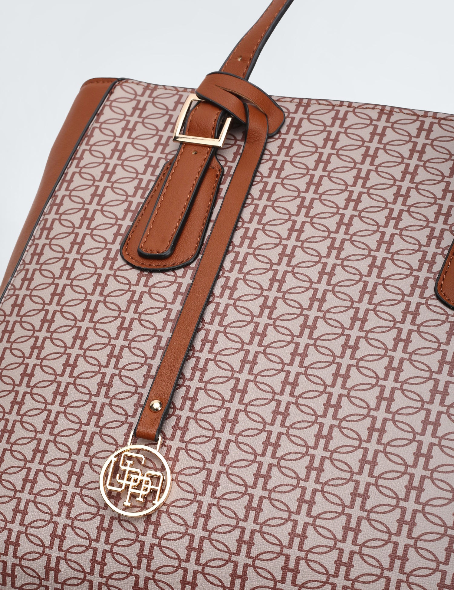 Panelled Monogram Handbag Beige - U.S. POLO ASSN. | Large