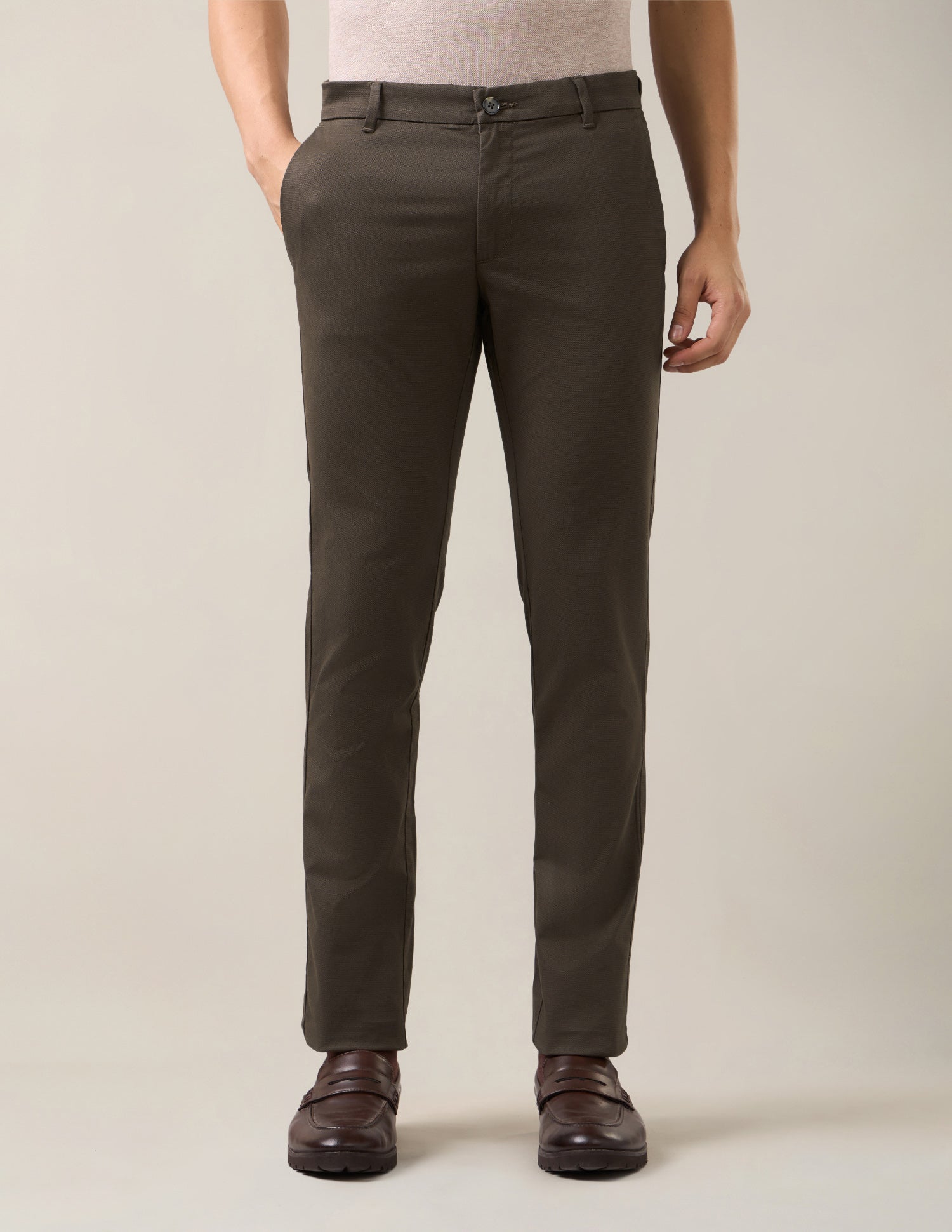 Denver Slim Fit Twill Trousers Brown - U.S. Polo Assn. India | Large