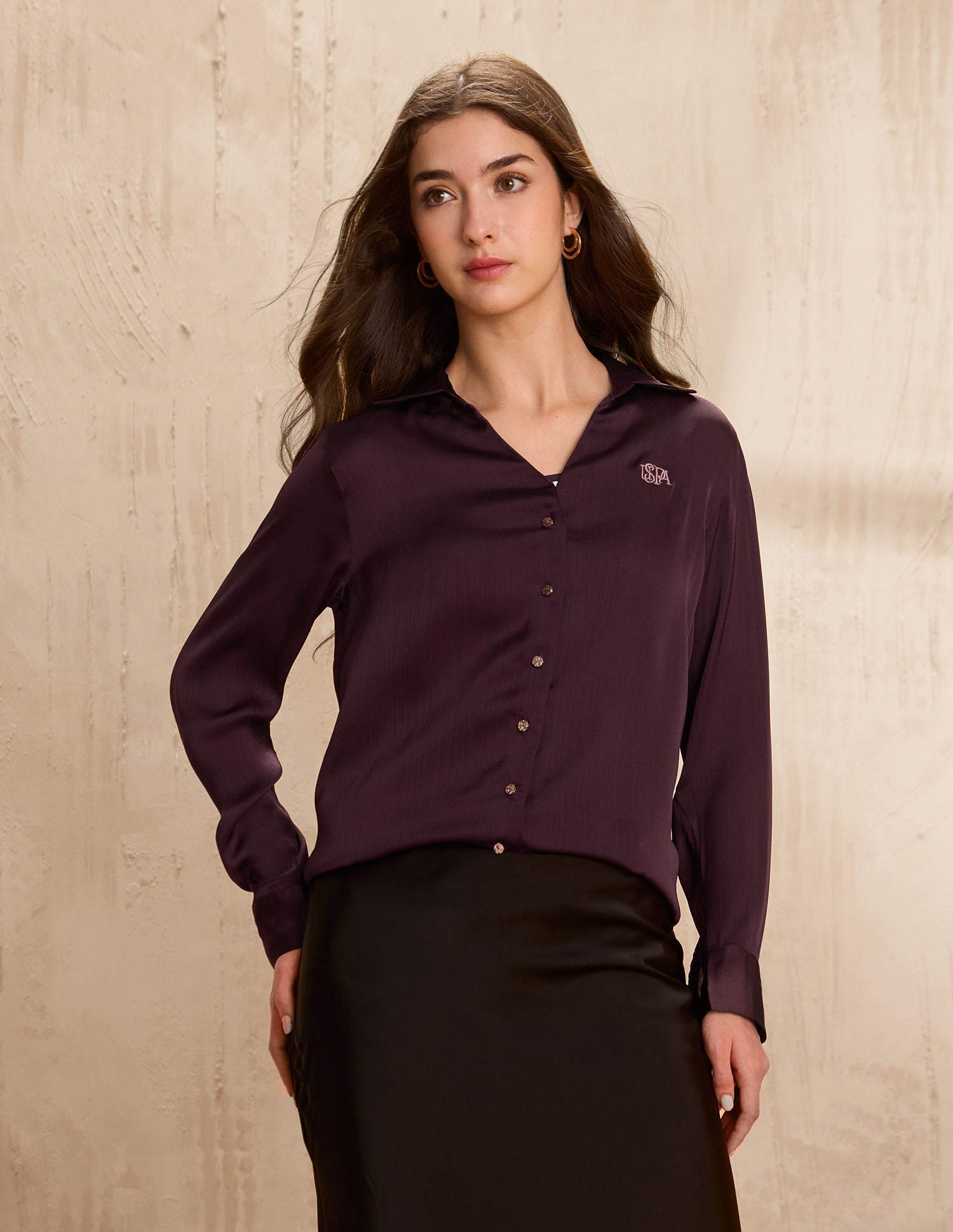 Relaxed Fit Satin Shirt Red - U.S. POLO ASSN. | Large