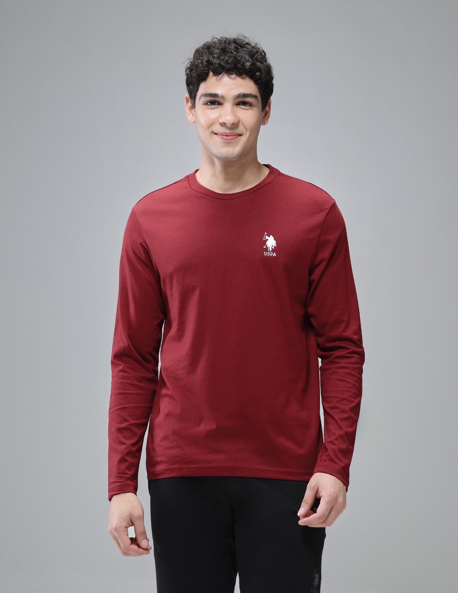 Pure Cotton Long Sleeve I693 Lounge T-Shirt - Pack Of 1 Red - U.S. Polo Assn. India | Large