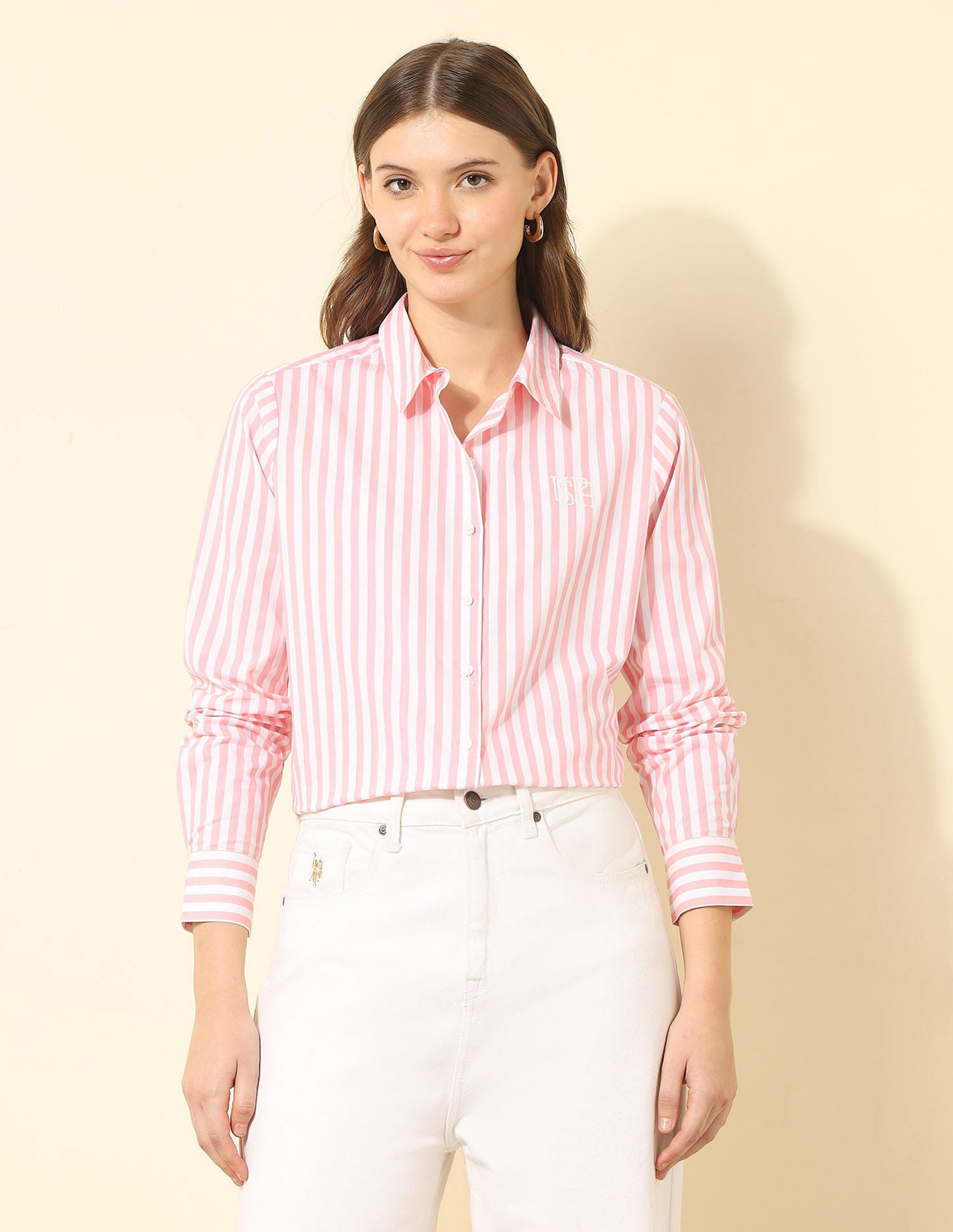 Regular Fit Vertical Striped Shirt Light Pink - U.S. POLO ASSN. | Large