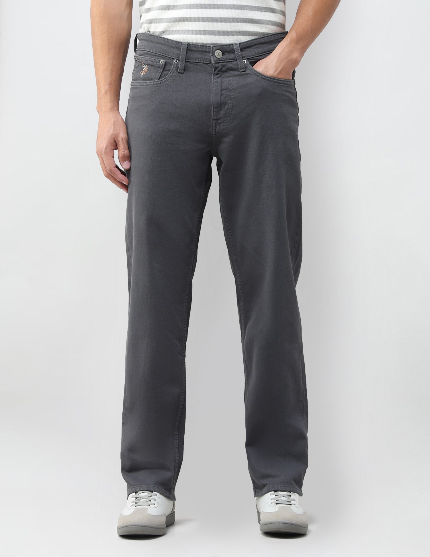 Shawn Relaxed Fit Grey Jeans Dark Grey - U.S. Polo Assn. India | Large