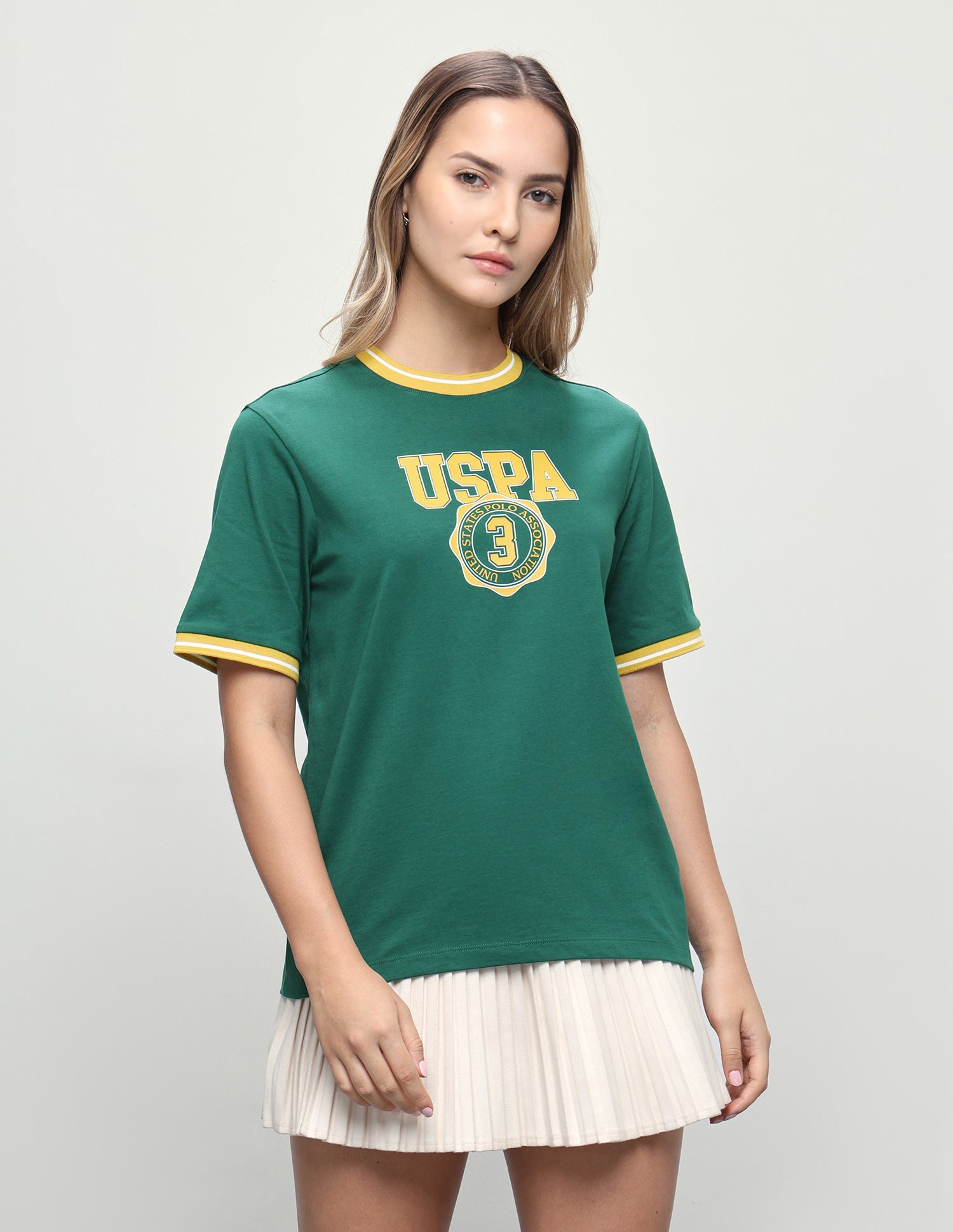 Brand Printed Boxy Fit T-Shirt Dark Green - U.S. Polo Assn. India | Large