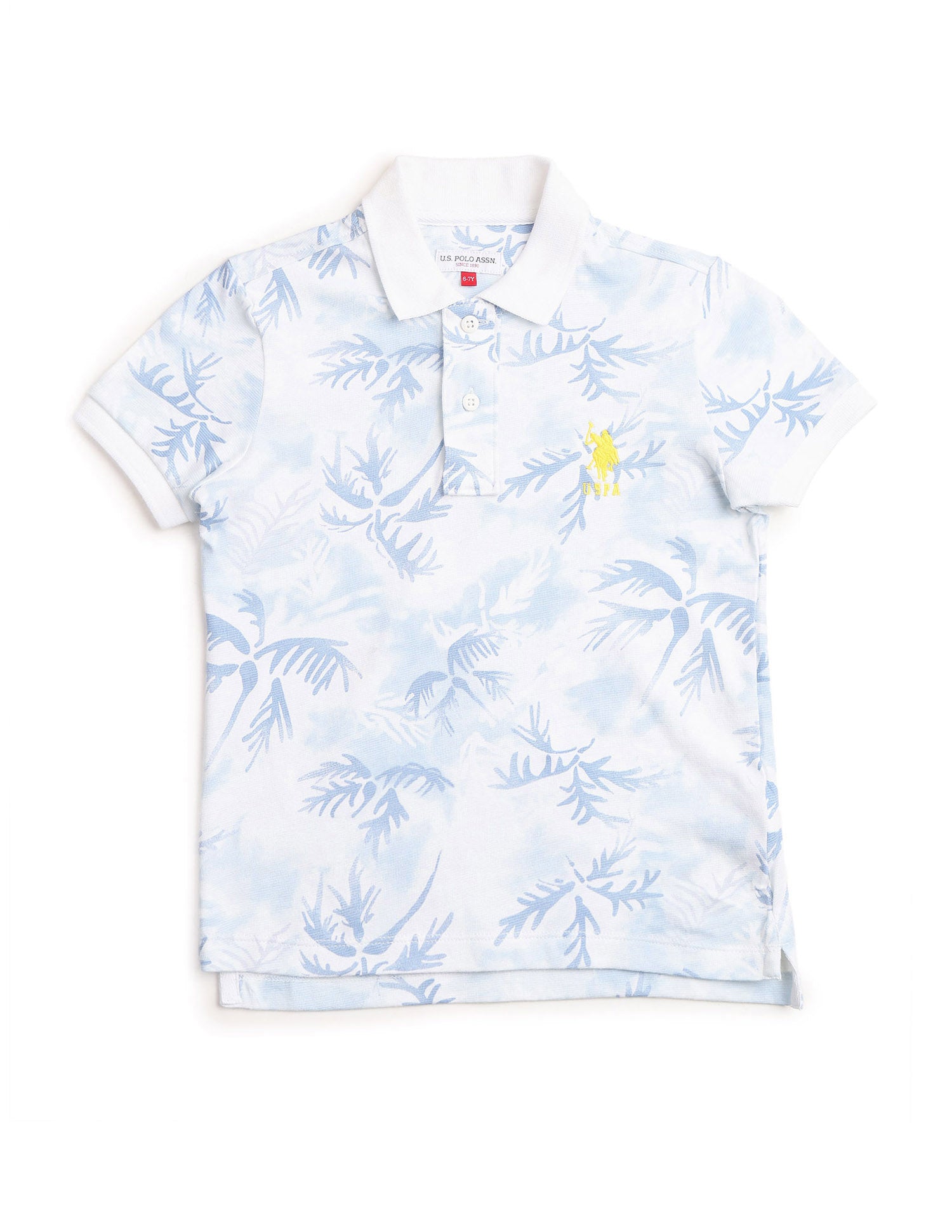 Boys All Over Printed Regular Fit Polo Shirt Light Blue - U.S. POLO ASSN. | Large