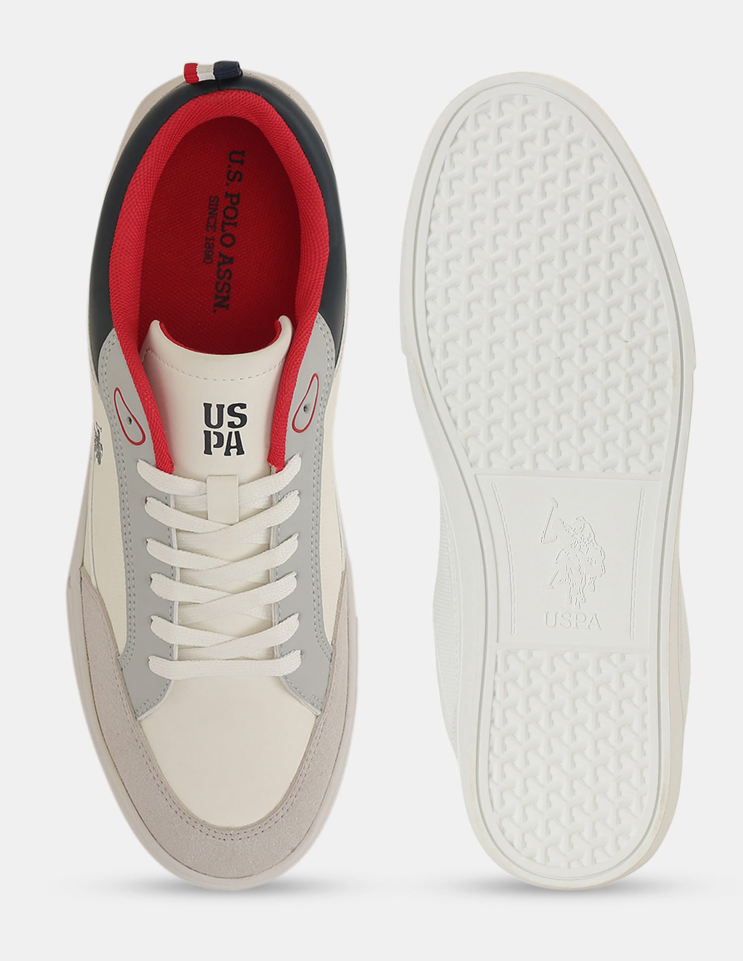 Men Colour Blocked Lucian Sneakers Light Grey - U.S. Polo Assn. India | Large