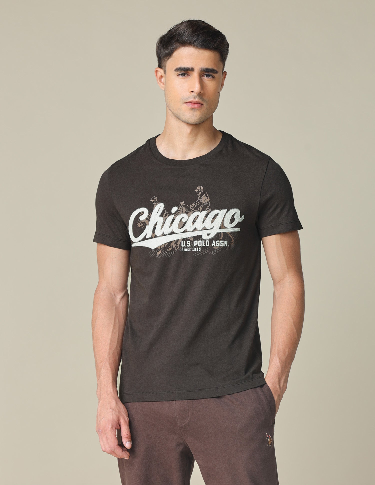 Muscle Fit Brand Printed T- Shirt Choco - U.S. POLO ASSN. | Large