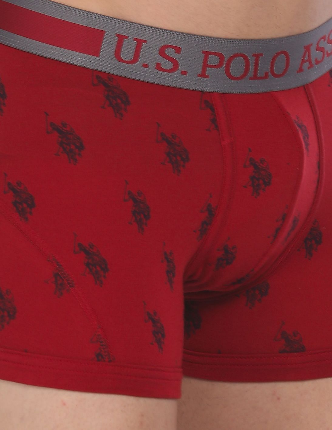 Cotton Spandex Printed I112 Premium Trunks - Pack Of 1 Red - U.S. POLO ASSN. | Large