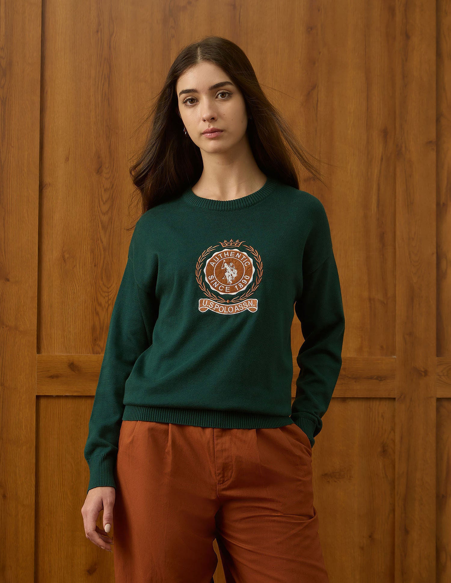 Drop Shoulder Relaxed Fit Sweater Green - U.S. POLO ASSN. | Large